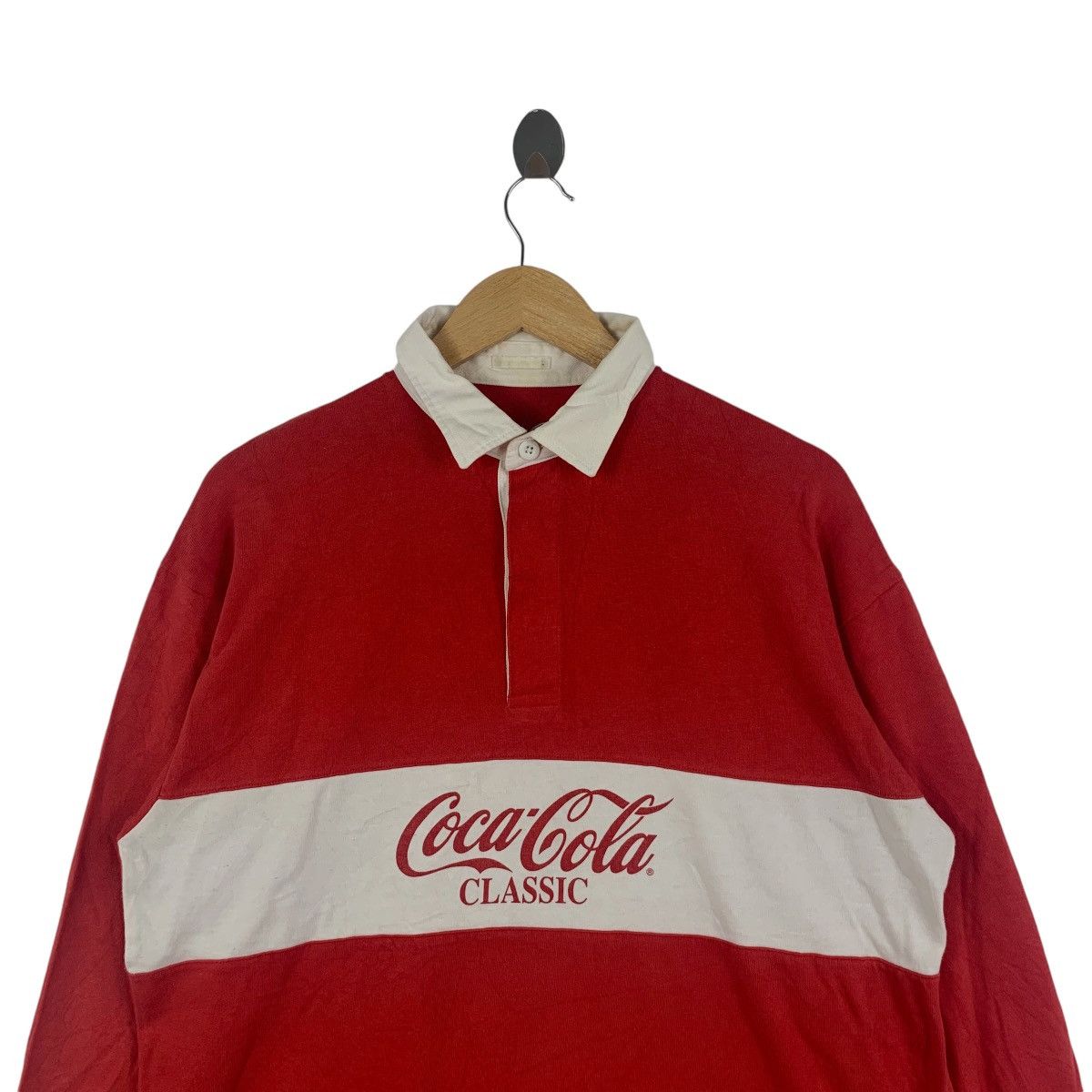 Coca Cola GU x COCA COLA CLASSIC Logo Rugby Polo Tee Shirt Size US L / EU 52-54 / 3 - 2 Thumbnail