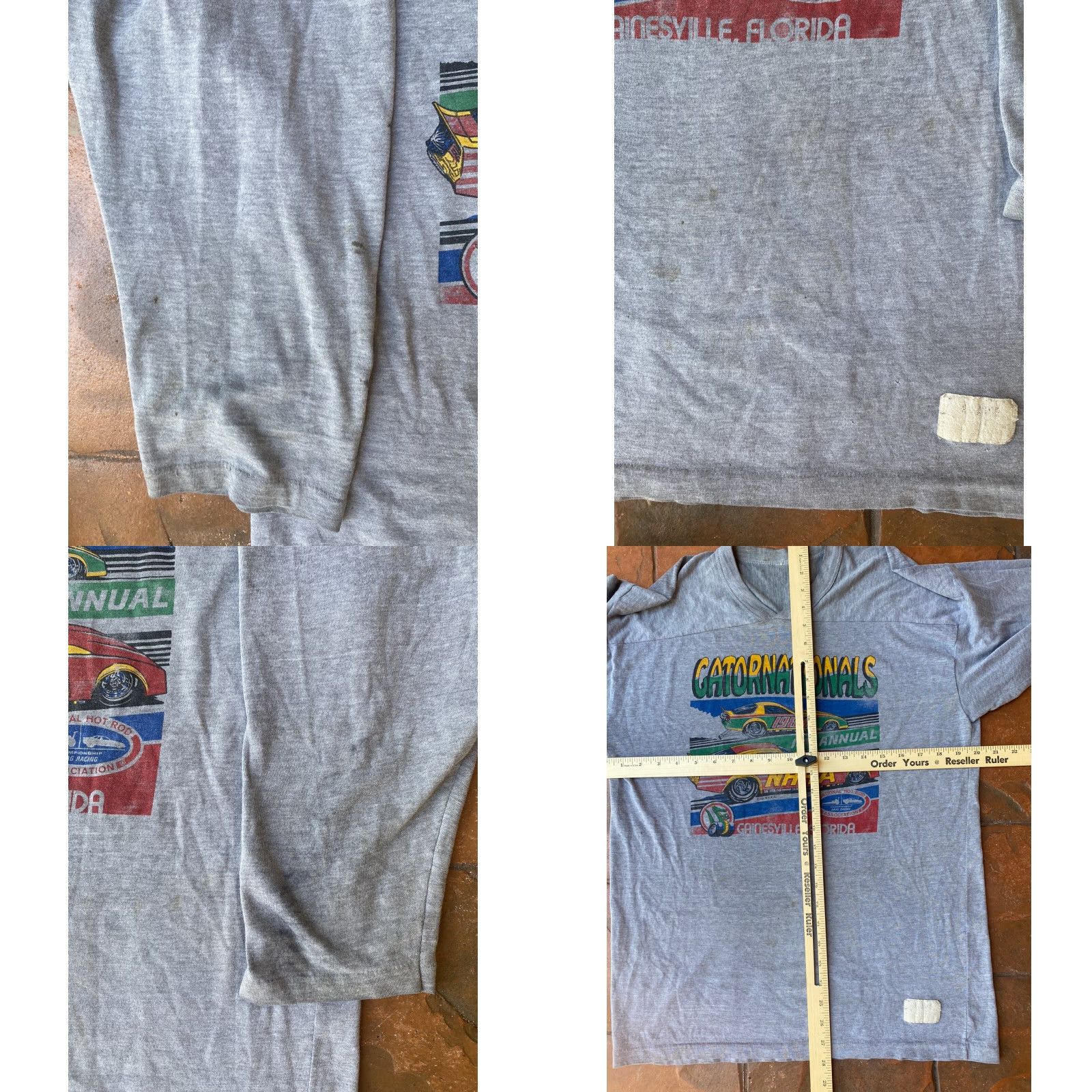 Vintage VINTAGE 1984 Gator Nationals NHRA Gainesville Drag Racing Raglan T Shirt XL Mens Gray Cotton Logo Size US XL / EU 56 / 4 - 8 Thumbnail