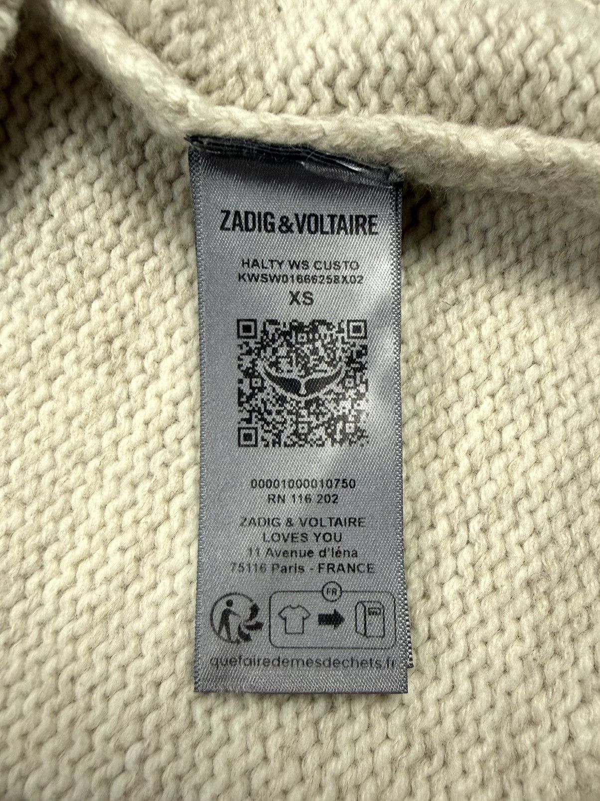 Zadig & Voltaire Zadig & Voltaire Beige Wool Cashmere Knit Sweater Jumper XS Size XS / US 0-2 / IT 36-38 - 14 Thumbnail