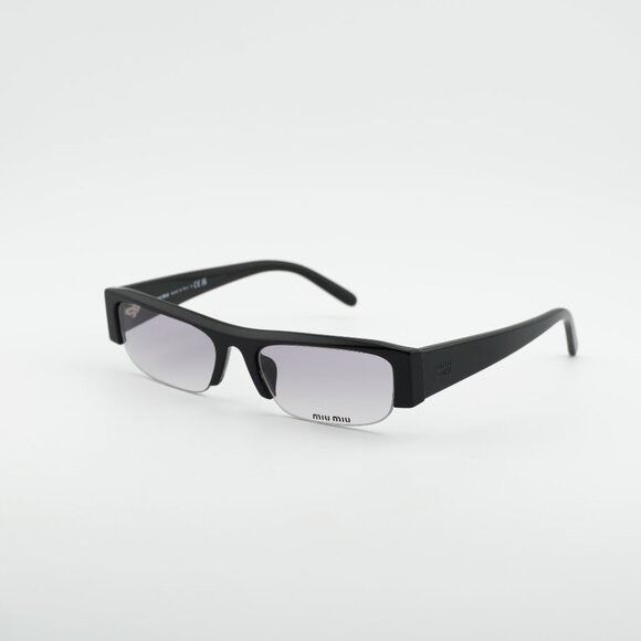 Miu Miu MUB07S 16K04O Sunglasses Black Rectangle Frame Grey