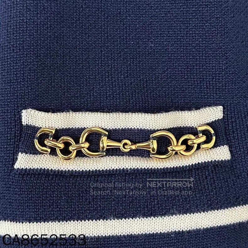 Gucci Gucci Dark blue horse buckle small fragrant style coat Size S / US 4 / IT 40 - 4 Thumbnail