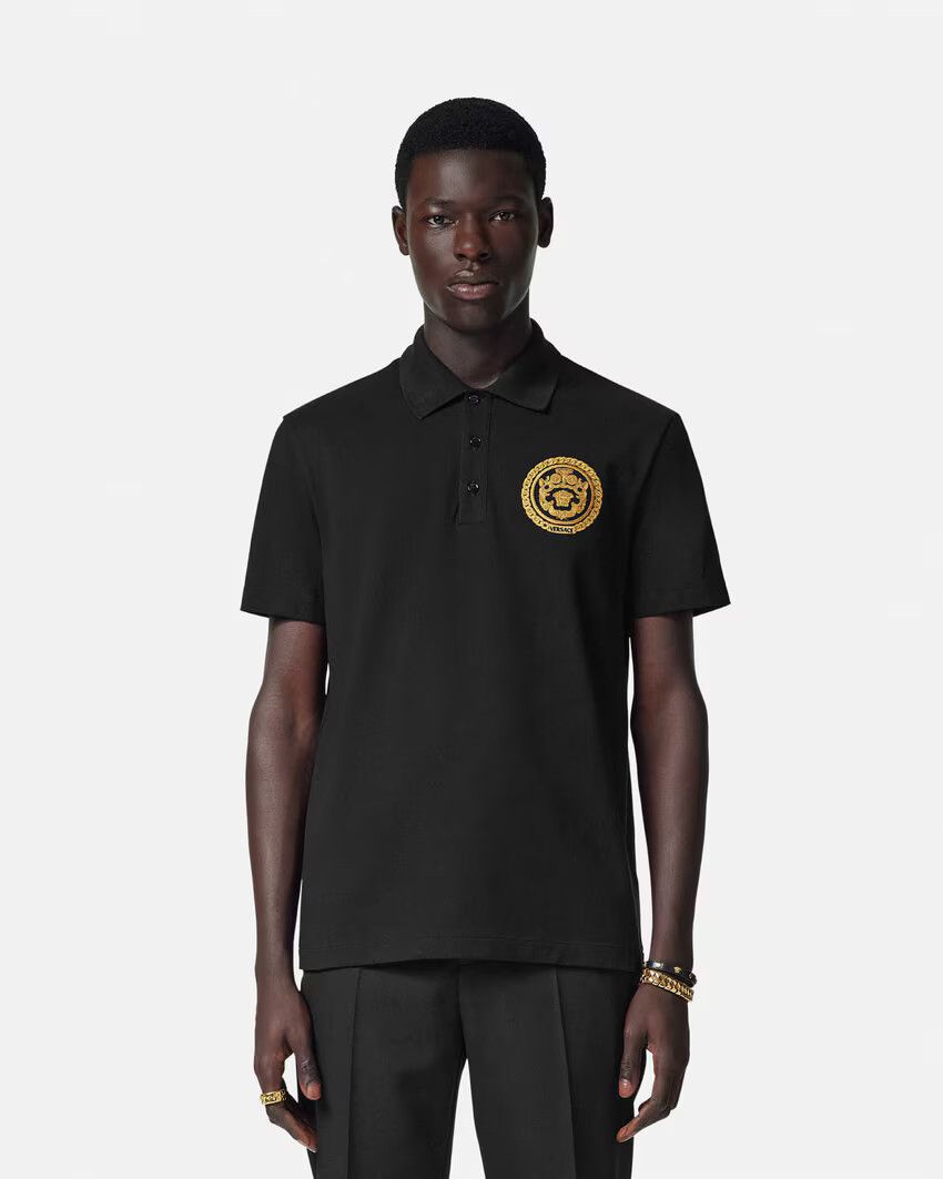 Versace o1s22i1n0125 Chain Crest Polo Shirt in Black Size US XL / EU 56 / 4 - 4 Thumbnail