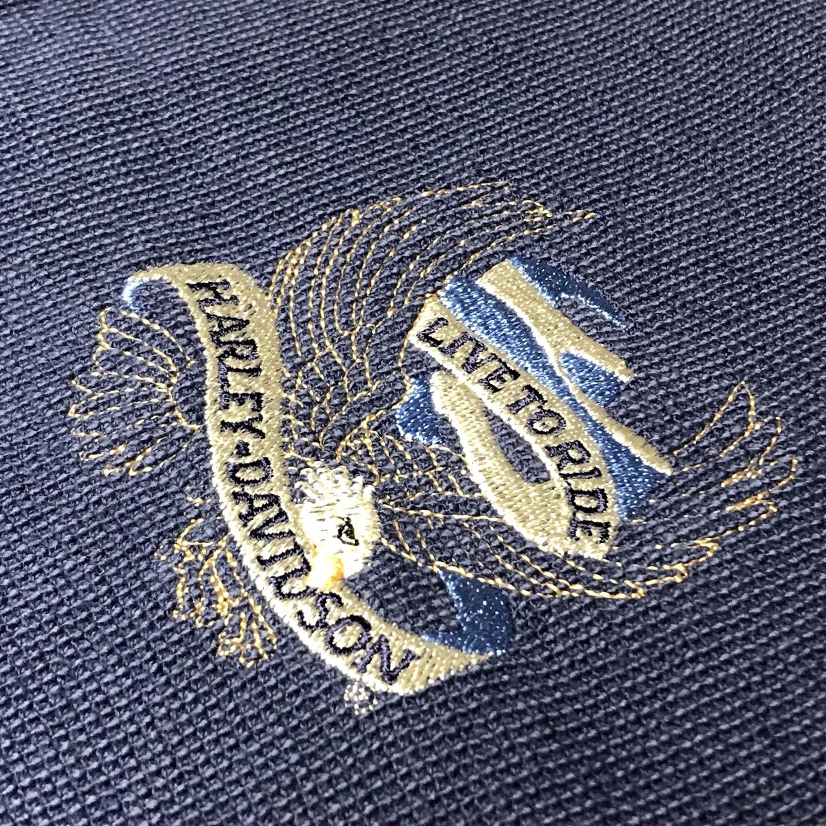 Harley Davidson Harley-Davidson Polo Shirt Navy Blue XL Men Live To Ride Embroidered Knit USA Embroidered Logo Size US XL / EU 56 / 4 - 3 Thumbnail