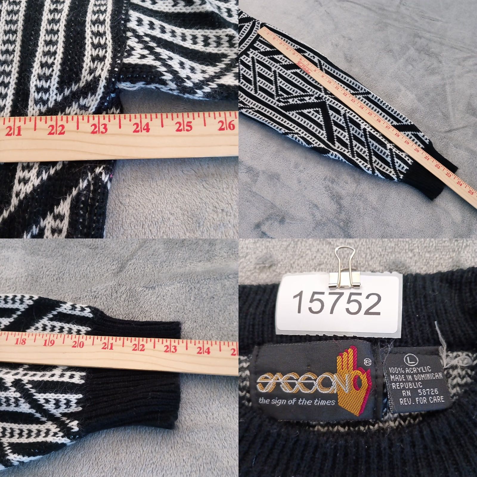 Vintage Vintage Sasson Sweater Mens Large Black Geometric Acrylic Long Sleeve Crew Neck Size US L / EU 52-54 / 3 - 8 Thumbnail