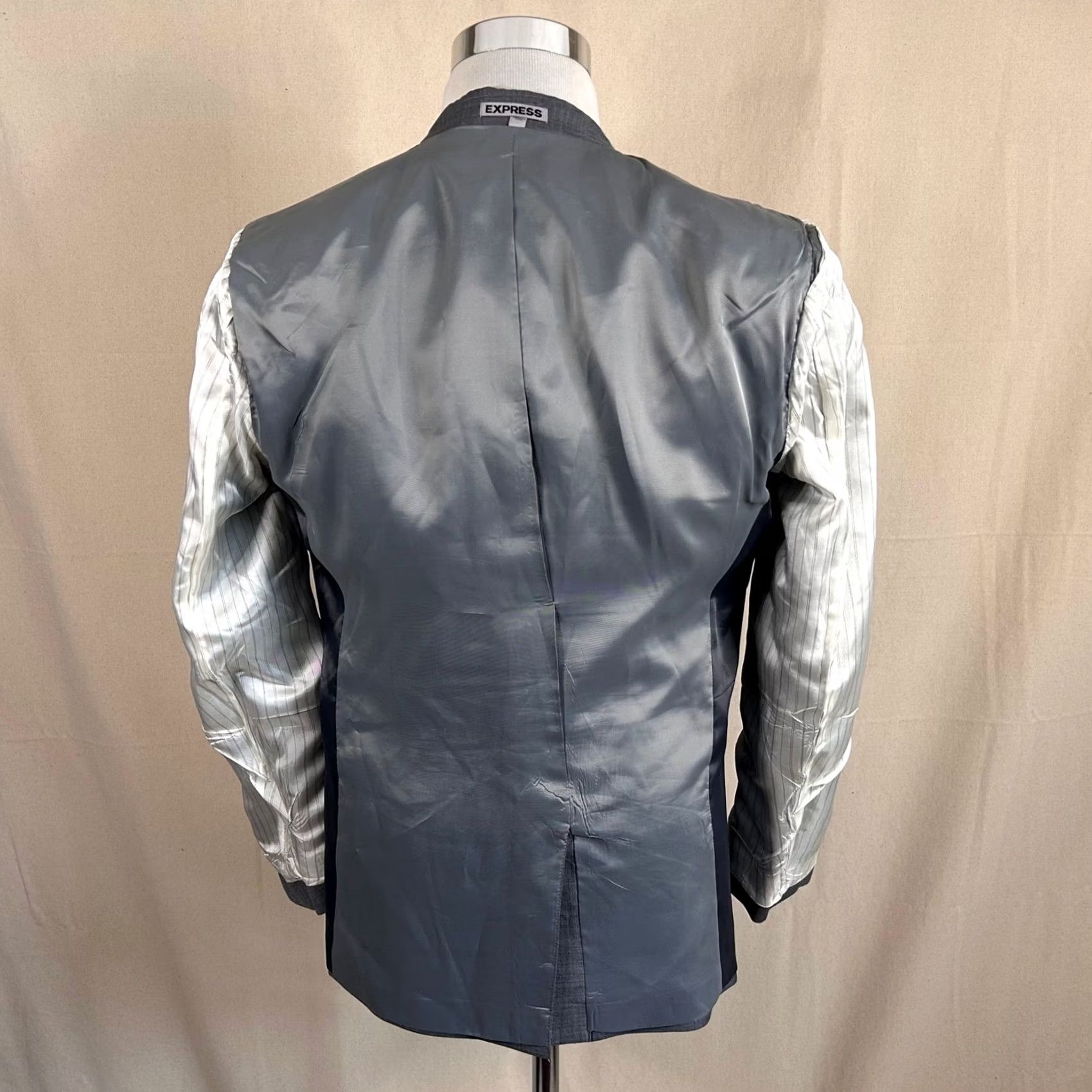 Express Express Gray Wool Blend Suit 38R Two Button Vented Photographer Slim Fit 32x30 Mens Size 38R - 7 Thumbnail