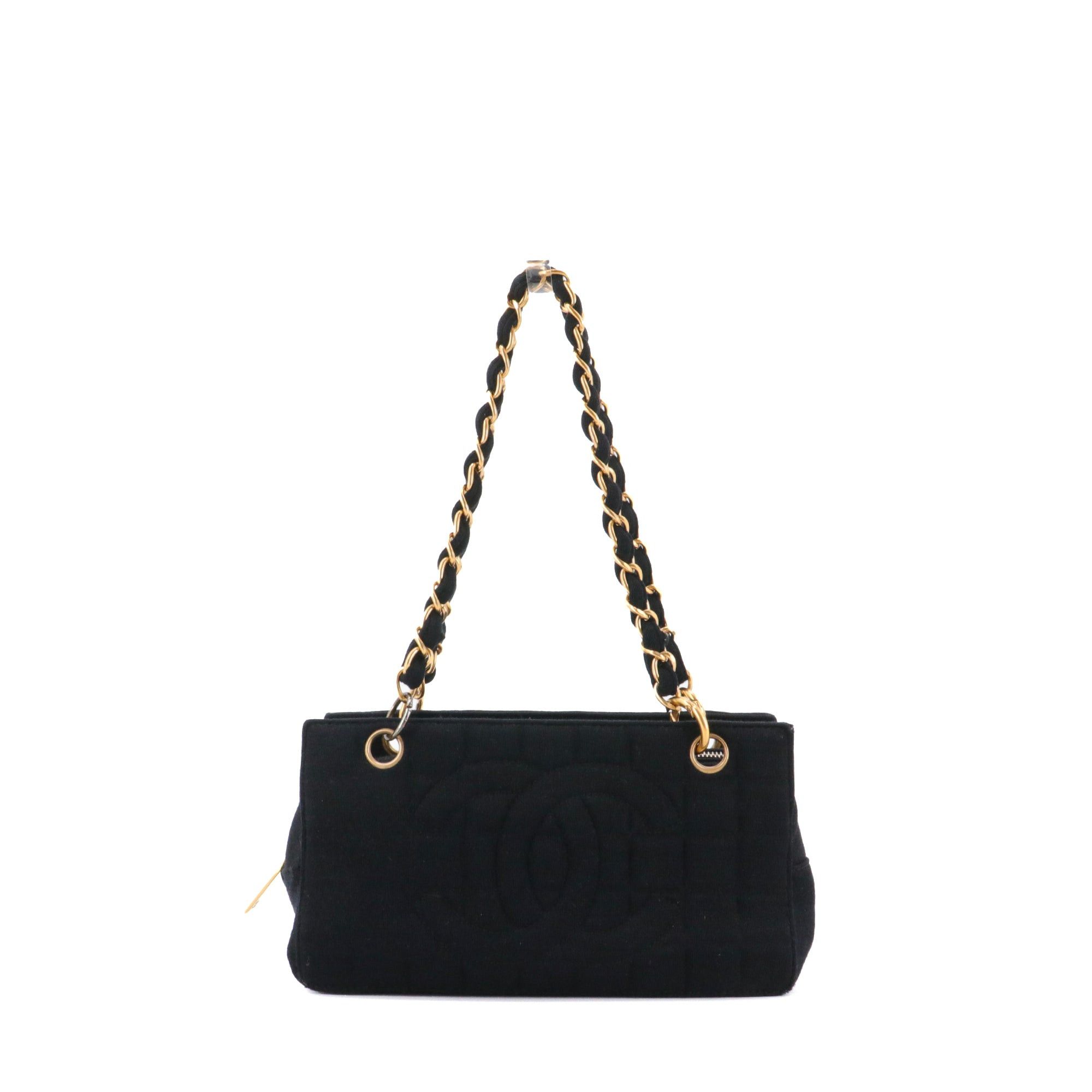 Chanel CHANEL - Chanel Petit Shopping shoulder bag in black jersey Size ONE SIZE - 1 Thumbnail