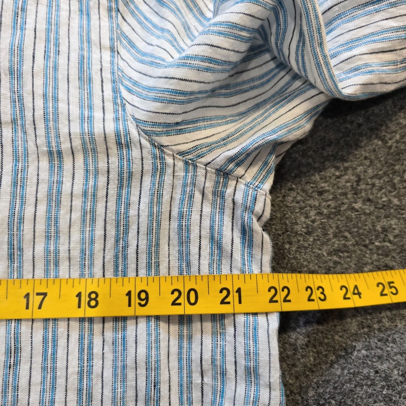 J. Jill J. Jill Blouse Womens Medium Blue Striped Linen Button Long Sleeve Collared Shirt Size M / US 6-8 / IT 42-44 - 5 Thumbnail