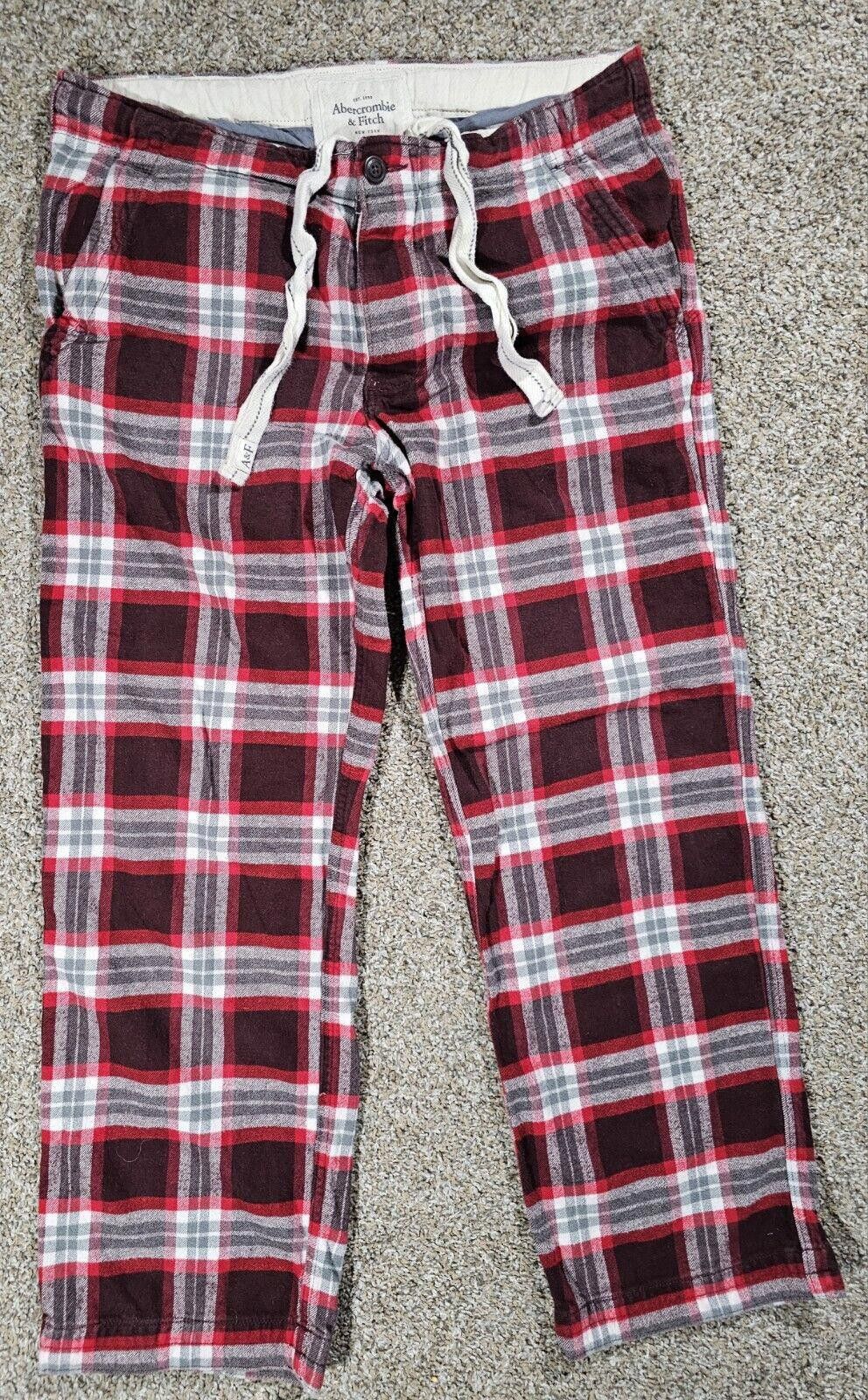 Abercrombie & Fitch Abercrombie Fitch L Red Flannel Pants Button Fly THICK HEAVY Size US 34 / EU 50 - 1 Thumbnail