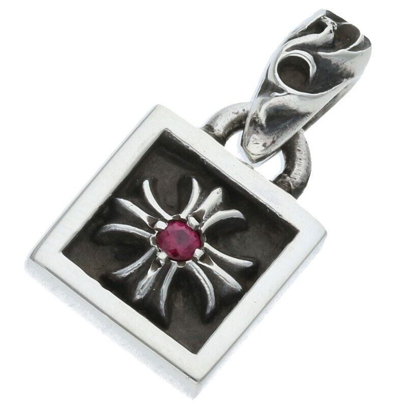アクセサリー CHROME HEARTS FRAMED CH PLUS 1RUBY Chrome Hearts Framed CH Plus 1 Ruby Silver Necklace
