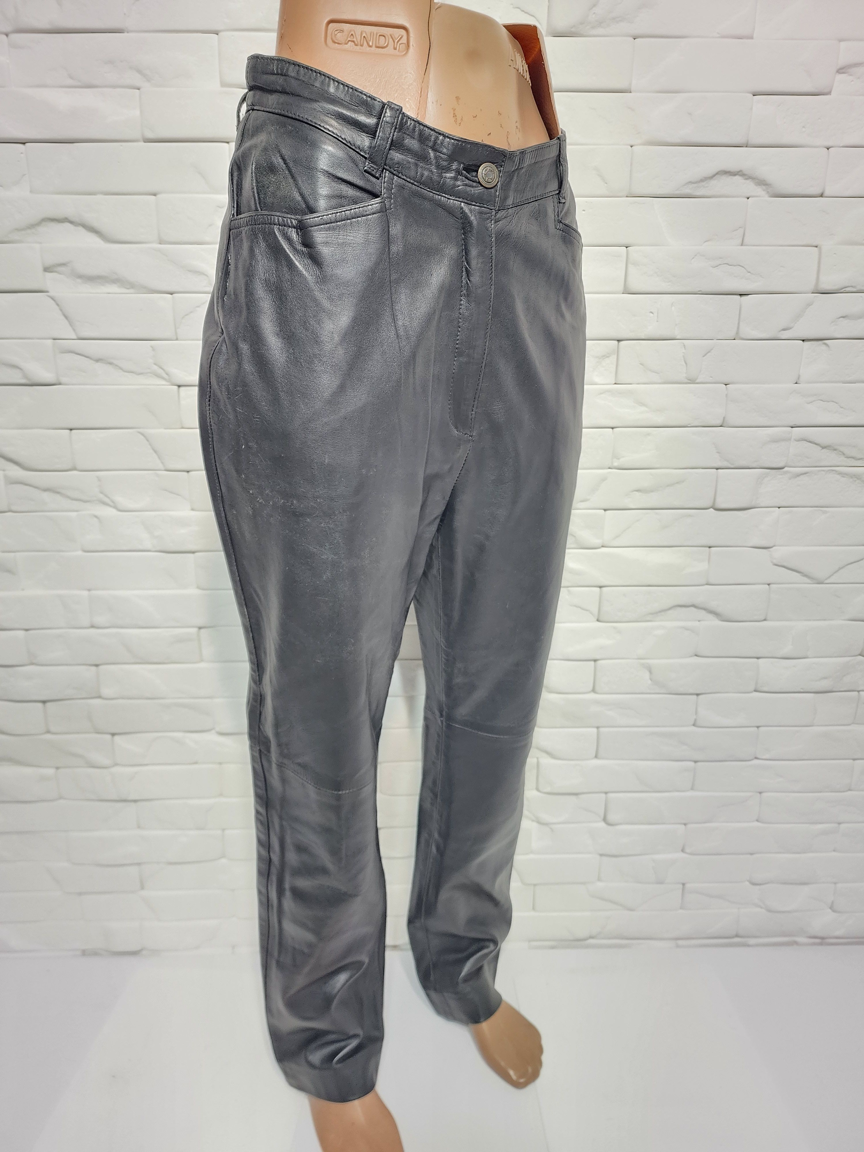 Genuine Leather Black Leather Pants: Women's Genuine Leather Trousers Size 30" / US 8 / IT 44 - 2 Thumbnail