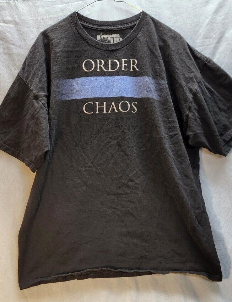 Designer Ranger Up Thin Blue Line Graphic Tshirt Black Mens Size XL Size US XL / EU 56 / 4 - 1 Thumbnail