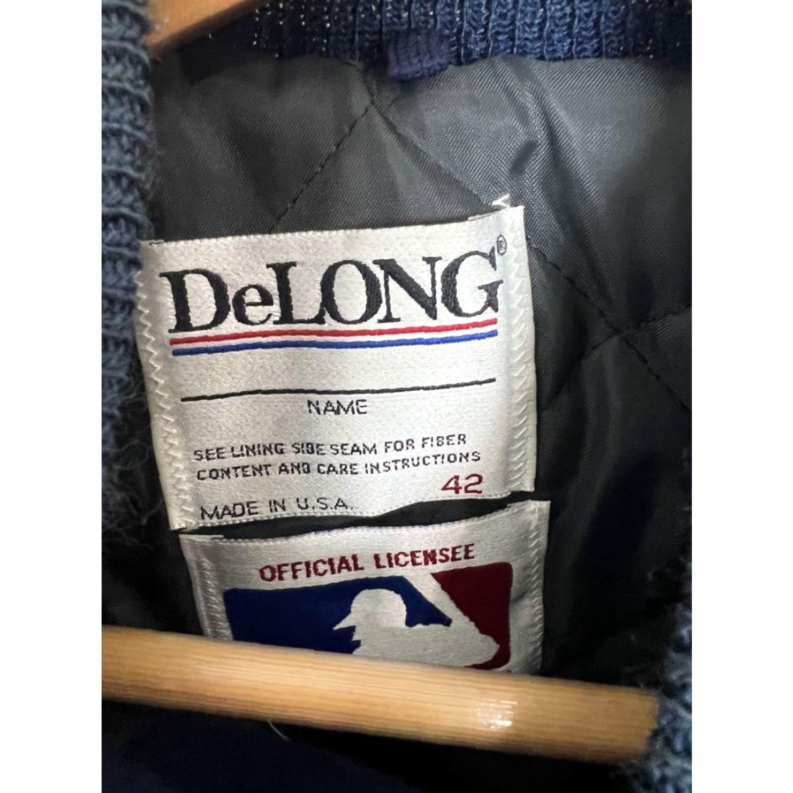 Vintage DeLONG Yankees Varsity Jacket Navy/White Wool/Leather Size 42 Size US XS / EU 42 / 0 - 4 Thumbnail