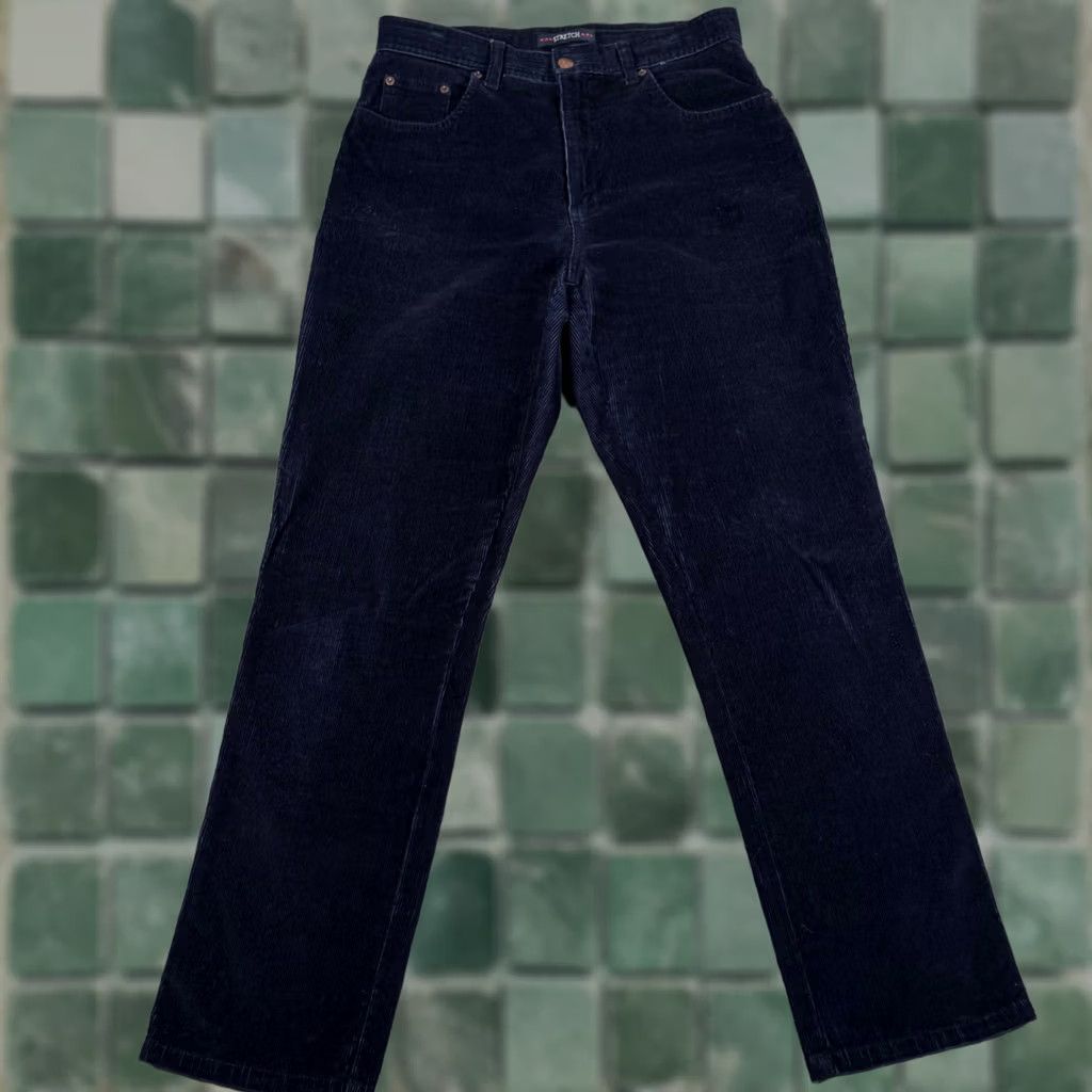 Bill Blass VINTAGE Bill Blass Jeans Straight Leg Corduroy 8 Navy Blue Women 5-Pocket Stretch Fall Winter 80s 90s Y2K Size 30" / US 8 / IT 44 - 1 Thumbnail
