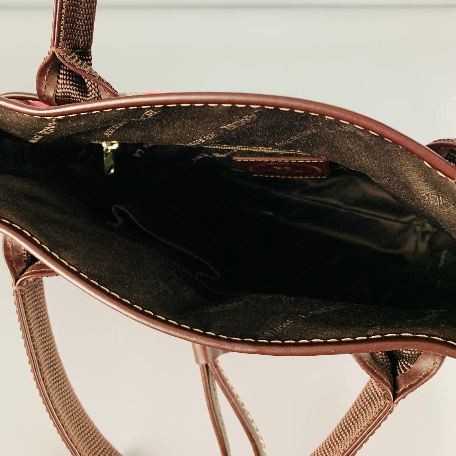 Lancel LANCEL Pink Brown Leather Trim Nylon Mini Handbag Size ONE SIZE - 7 Thumbnail
