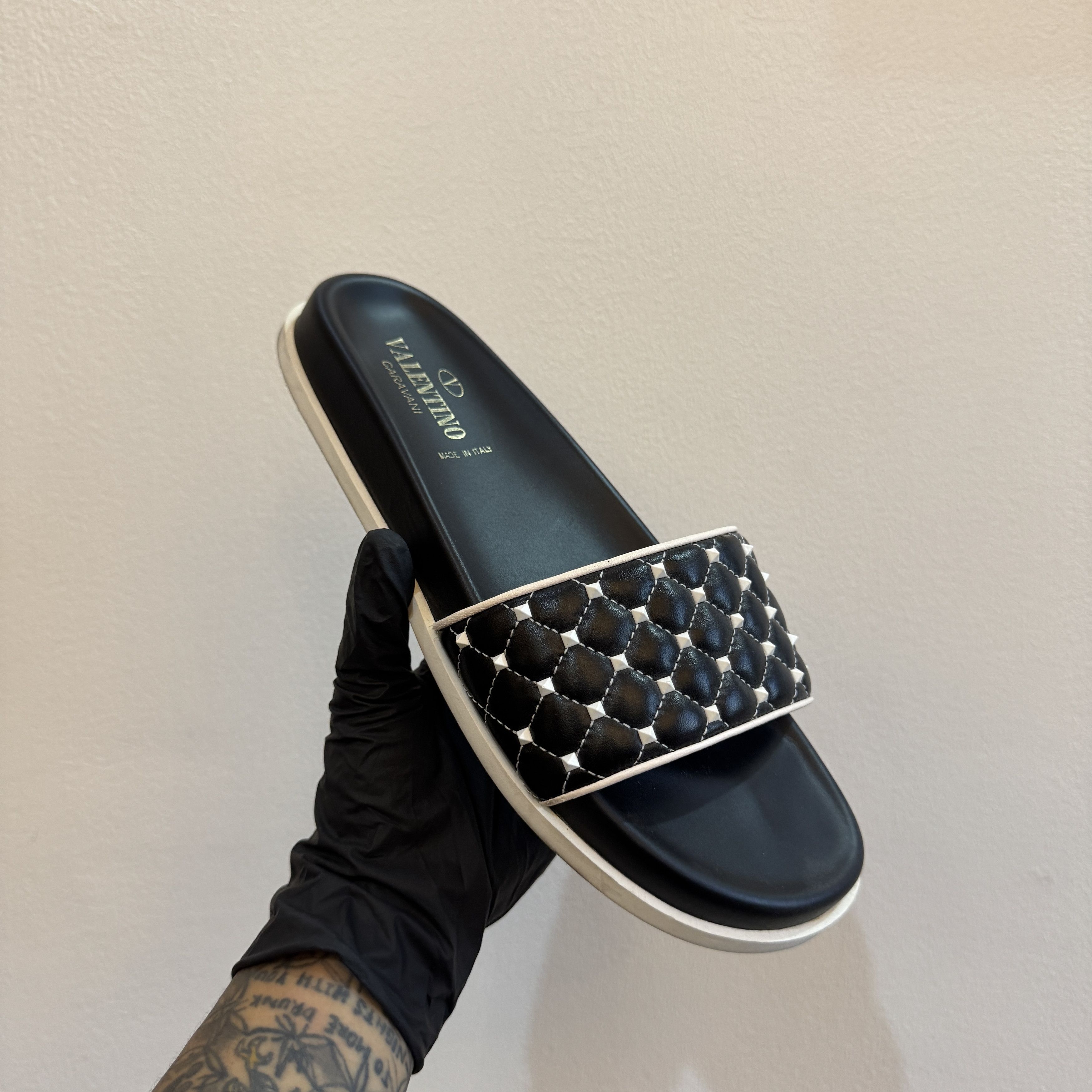 Valentino Valentino Garavani Rockstud Spike Leather Slides Size US 8 / IT 38 - 3 Thumbnail