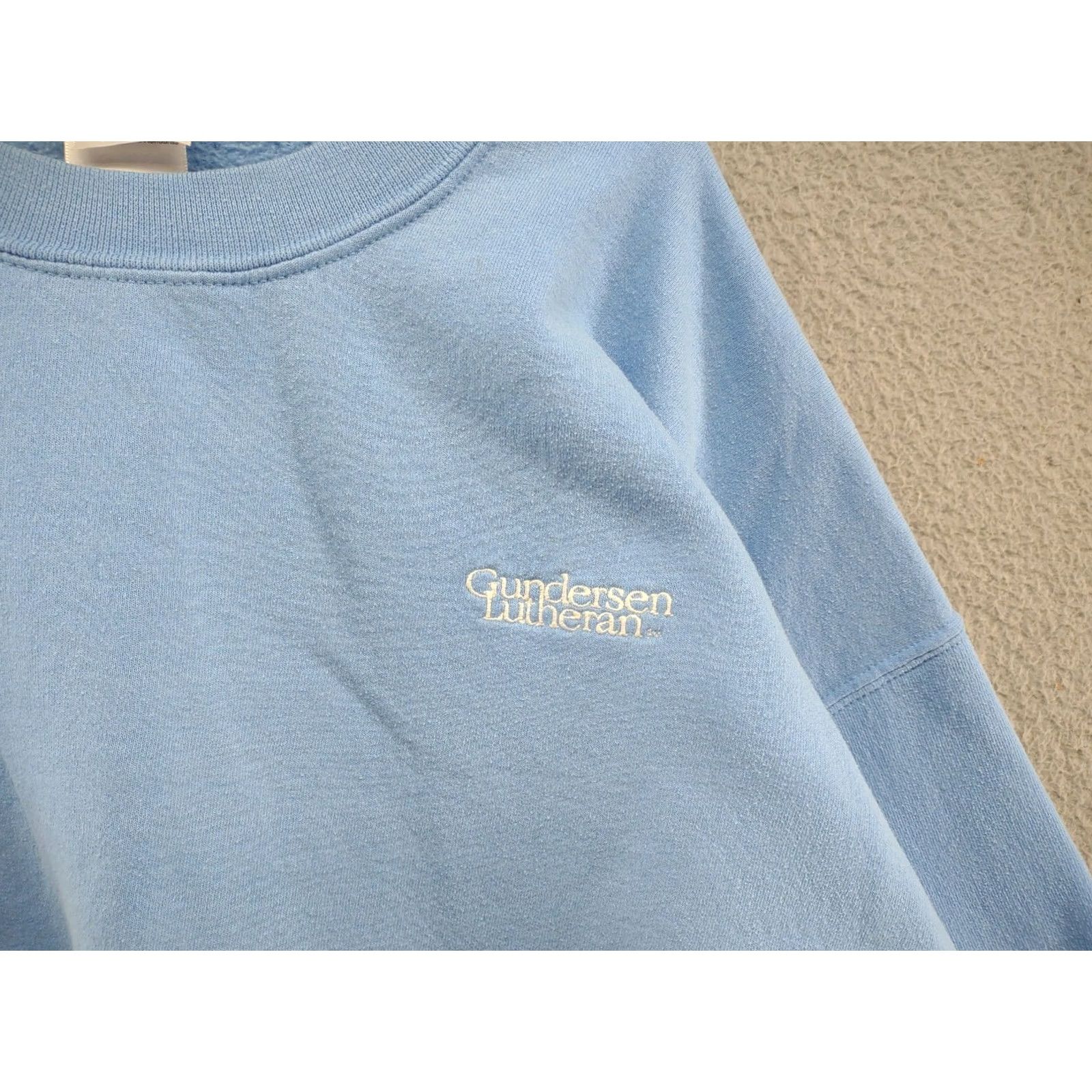 Gildan Gunderson Lutheran Embroidered Pullover Crewneck Sweatshirt Size XL Men Blue Nike? Size US XL / EU 56 / 4 - 2 Thumbnail