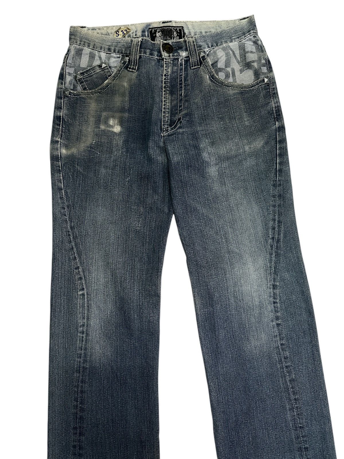 Japanese Brand Vintage Denim Distress Pocket twist leg motorcyle round66. Size US 30 / EU 46 - 2 Thumbnail