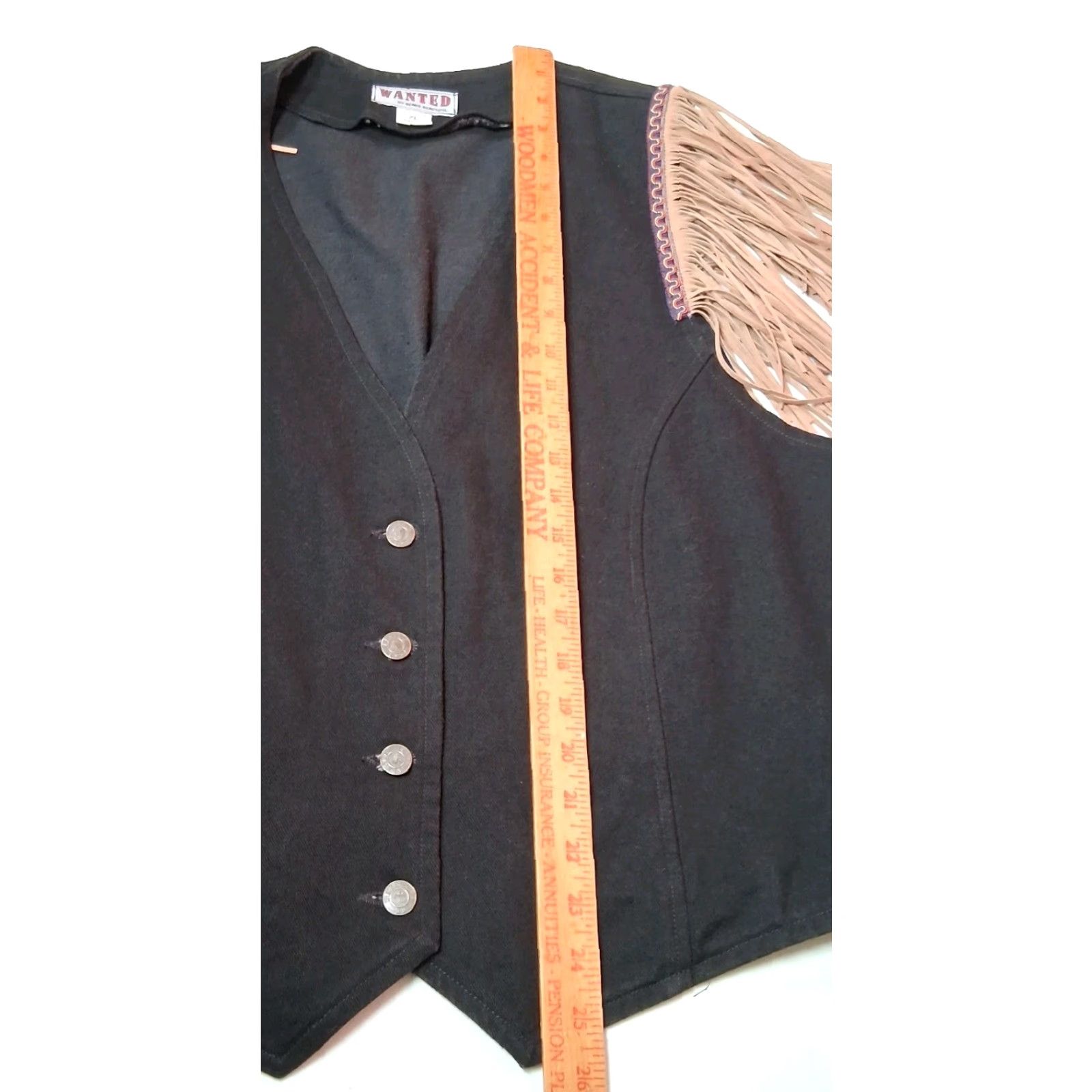 Vintage VINTAGE Wanted by Beads Beautiful Western Vest Women XL Black Denim Fringe USA Made Cowgirl Vest Size XL / US 12-14 / IT 48-50 - 6 Thumbnail