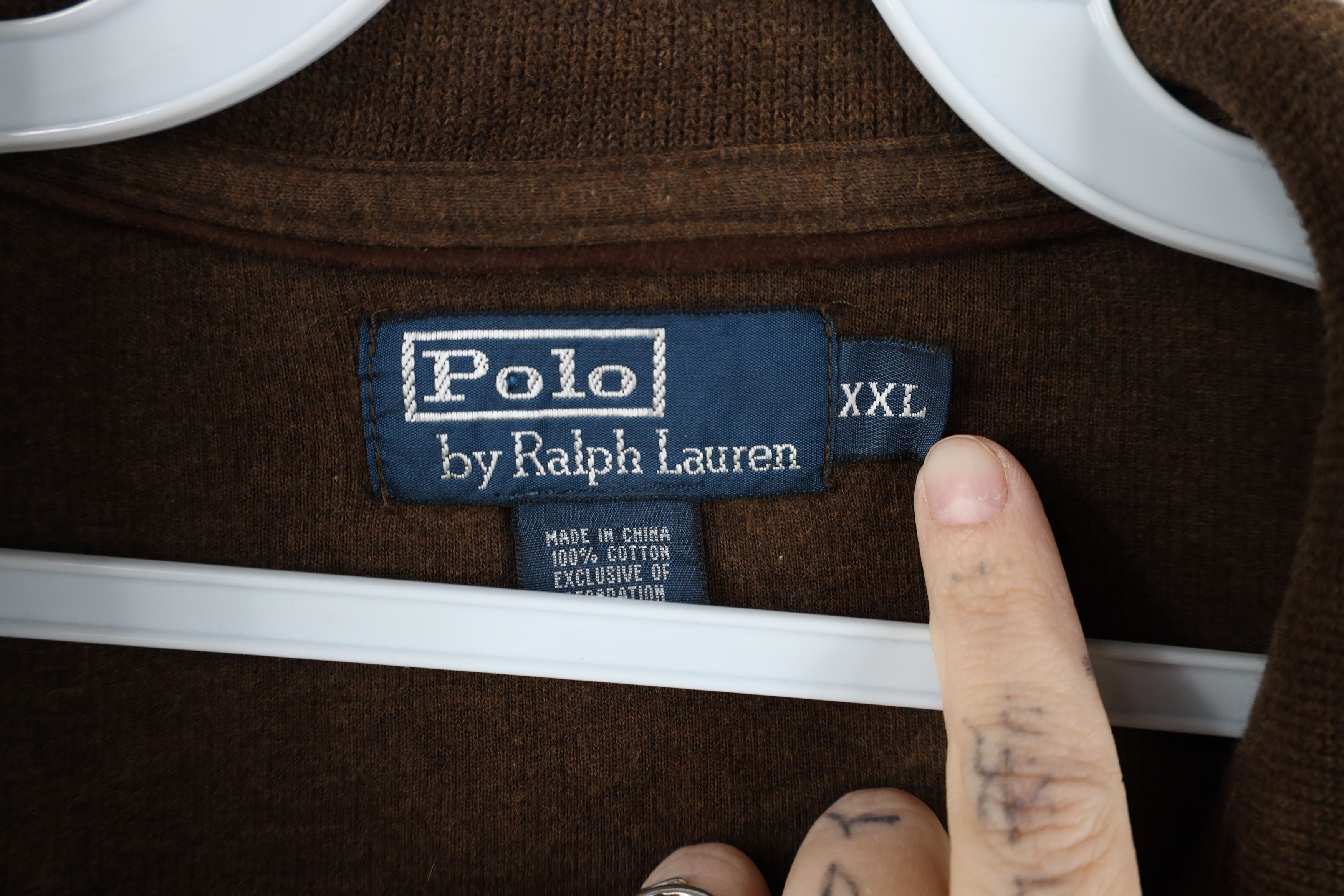 Ralph Lauren Vintage 90s Ralph Lauren Ribbed Knit Half Zip Sweater Brown Size US XXL / EU 58 / 5 - 8 Thumbnail