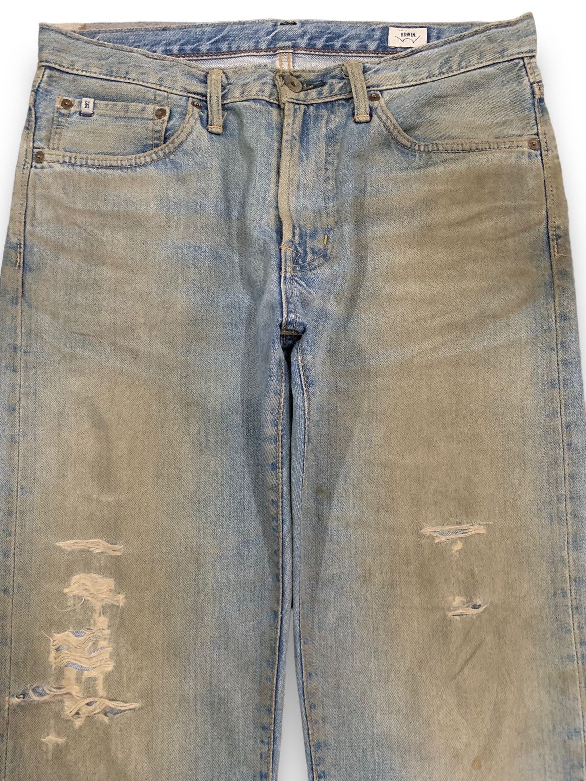 Edwin Vintage Y2K Edwin Dirt Mud Washed Loose Fit Distressed Jeans Size US 33 - 3 Thumbnail