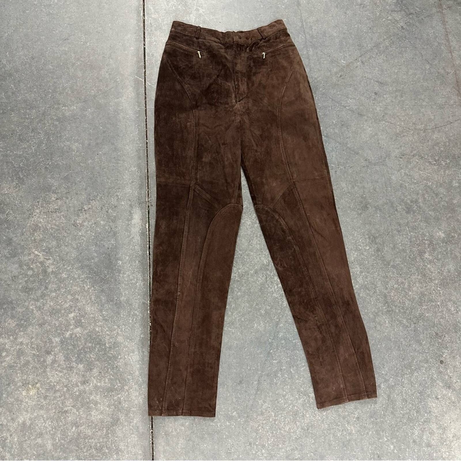 Vintage Vintage 80s 90s brown suede leather tapered pants 10 Size 32" / US 10 / IT 46 - 1 Preview