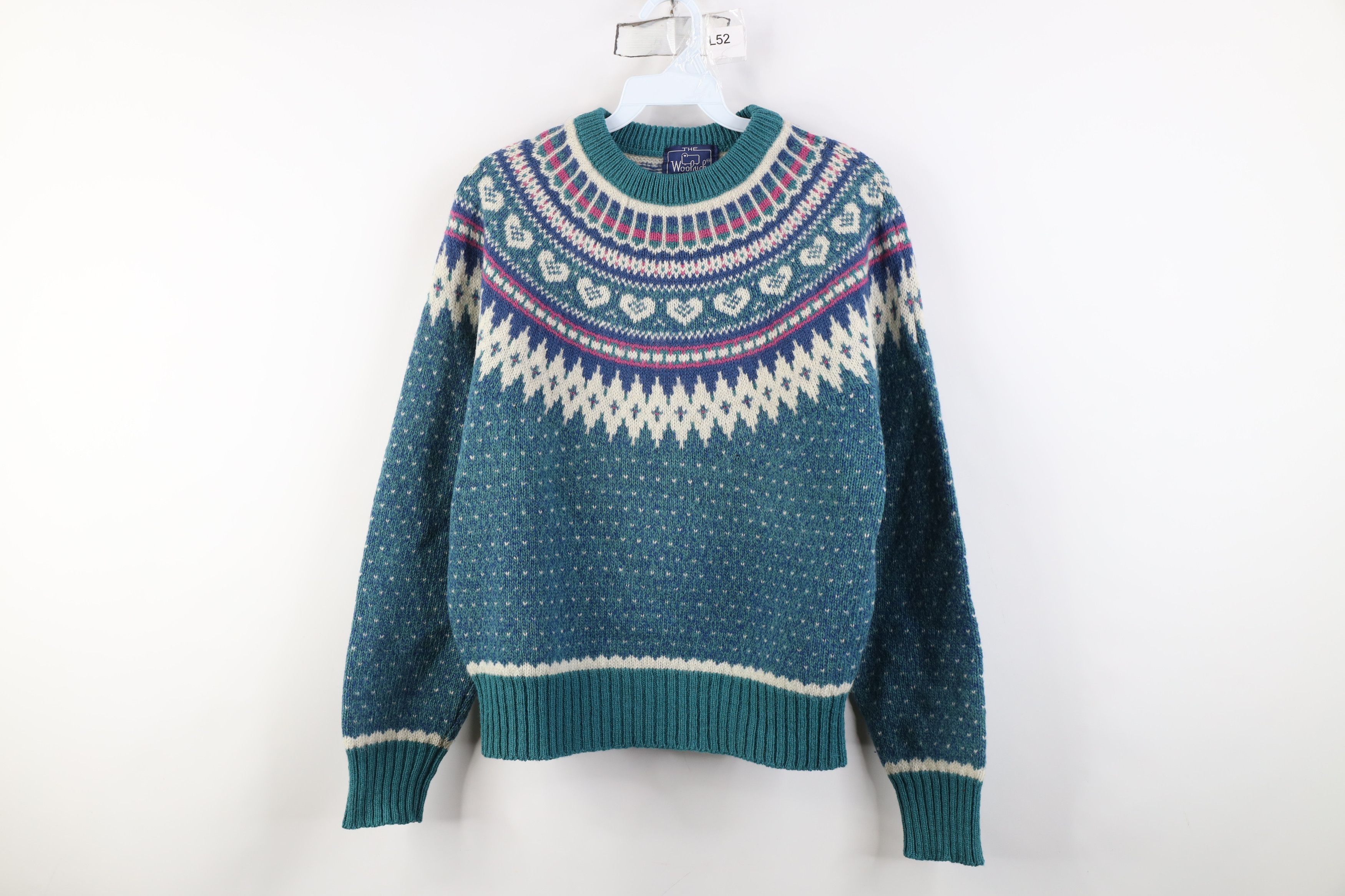 Woolrich Woolen Mills Vintage 90s Woolrich Fairy Kei Heart Fair Isle Sweater Size S / US 4 / IT 40 - 1 Thumbnail