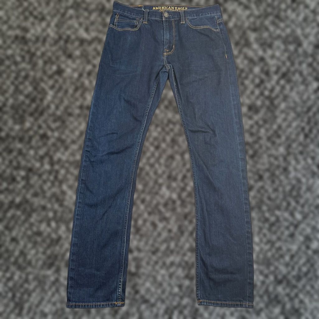 American Eagle Outfitters American Eagle Jeans Slim Straight 32x33 Blue Distressed Men's Denim Size US 32 / EU 48 - 1 Thumbnail