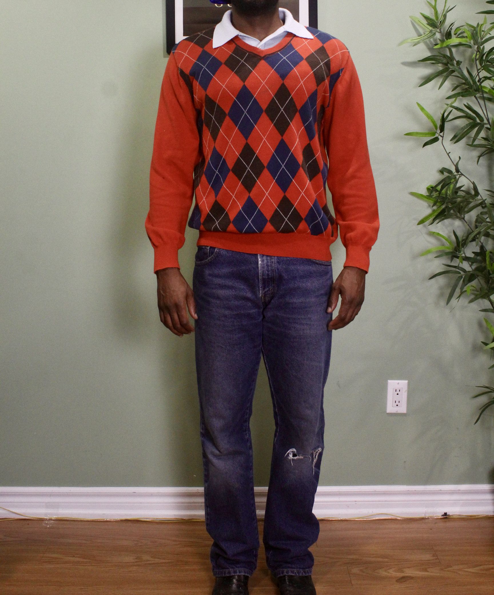 Vintage Vintage Argyle V neck Sweater Size US L / EU 52-54 / 3 - 2 Thumbnail