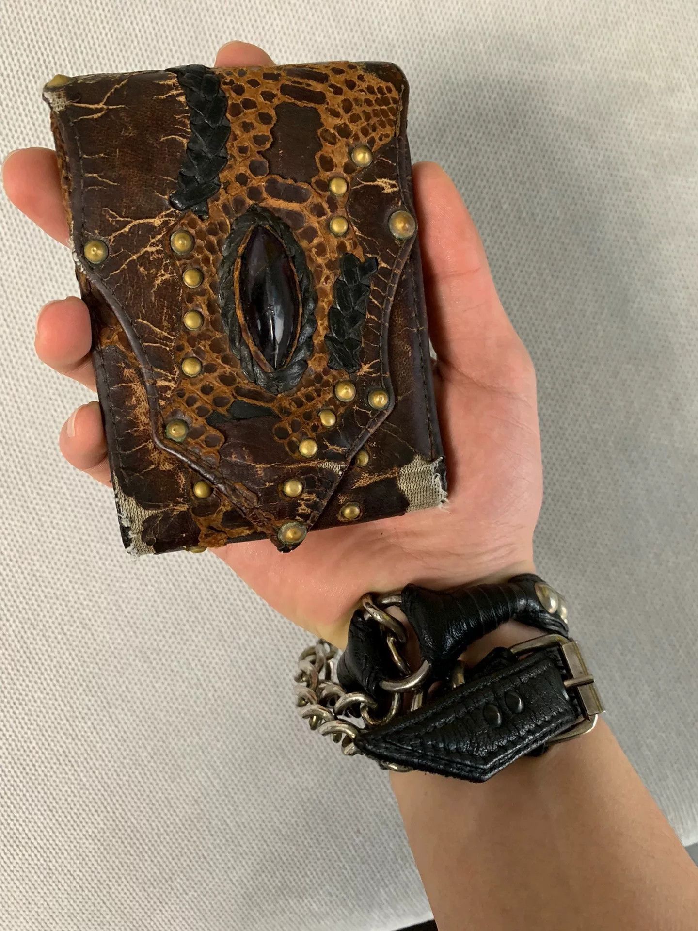 KMRii Snake Print Leather Studded Gem Wallet Size ONE SIZE - 1 Thumbnail