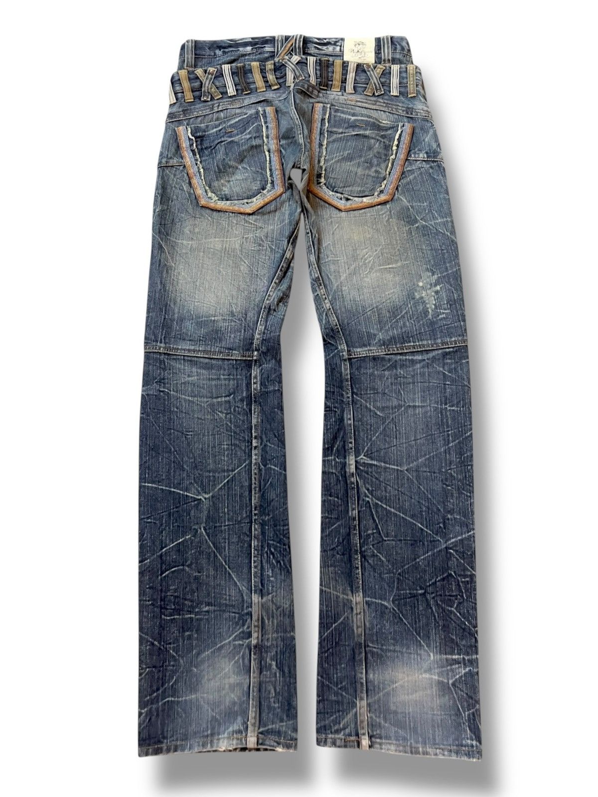 Japanese Brand Vintage Dominate Handcraft Jeans Double Waist - Thunder Wash Size US 33 - 3 Thumbnail