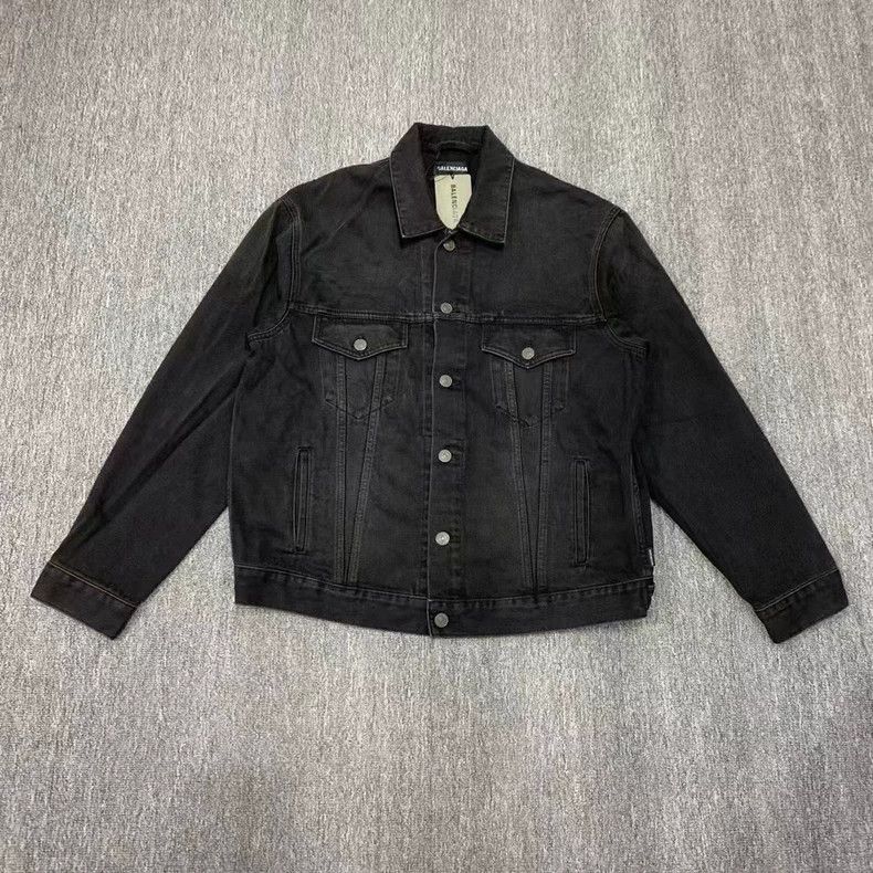 Balenciaga Balenciaga Black Denim Jacket Red Logo Size US M / EU 48-50 / 2 - 1 Thumbnail