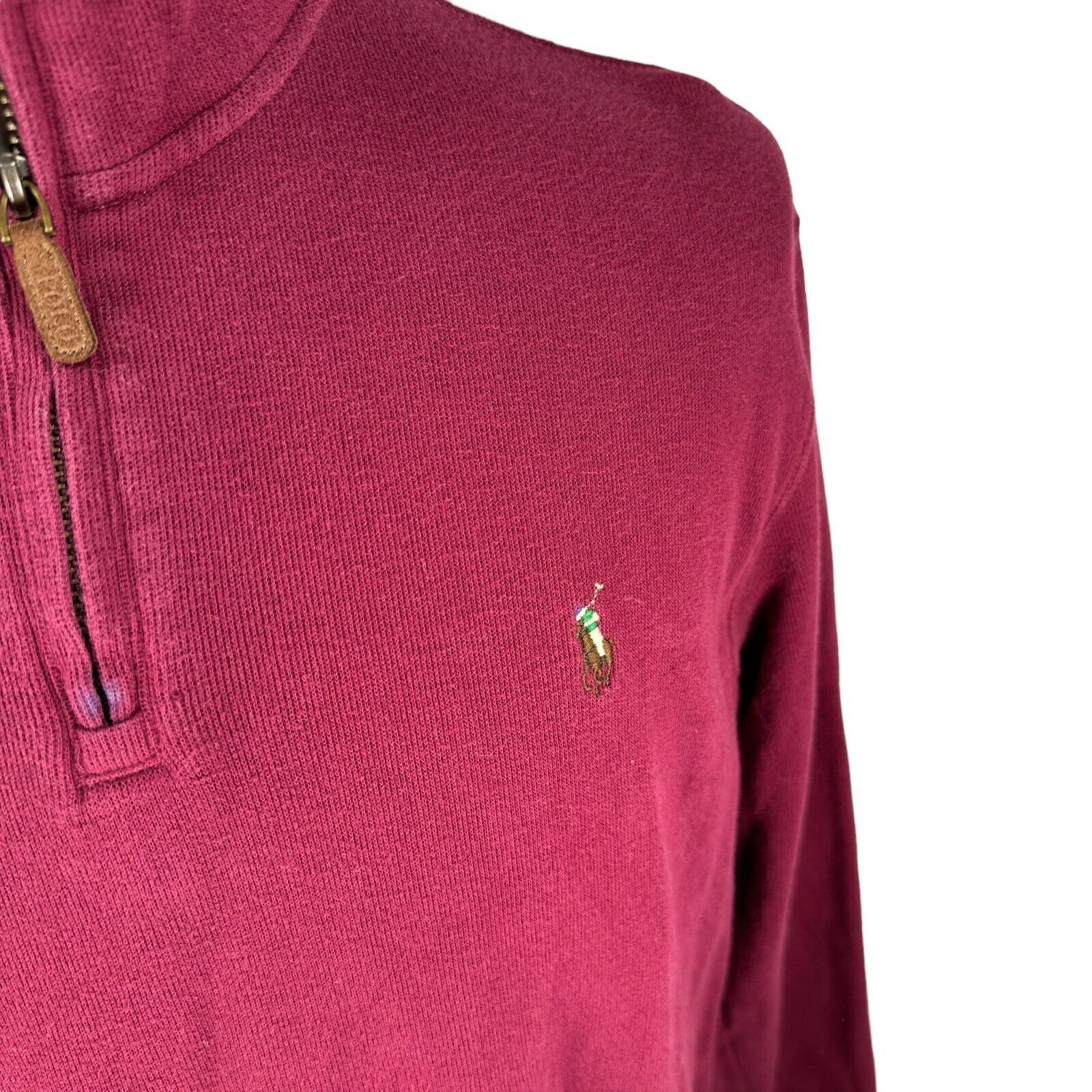 Polo Ralph Lauren Polo Ralph Lauren Estate Rib 1/4 Zip Mens XL Burgundy Cotton Size US XL / EU 56 / 4 - 2 Thumbnail