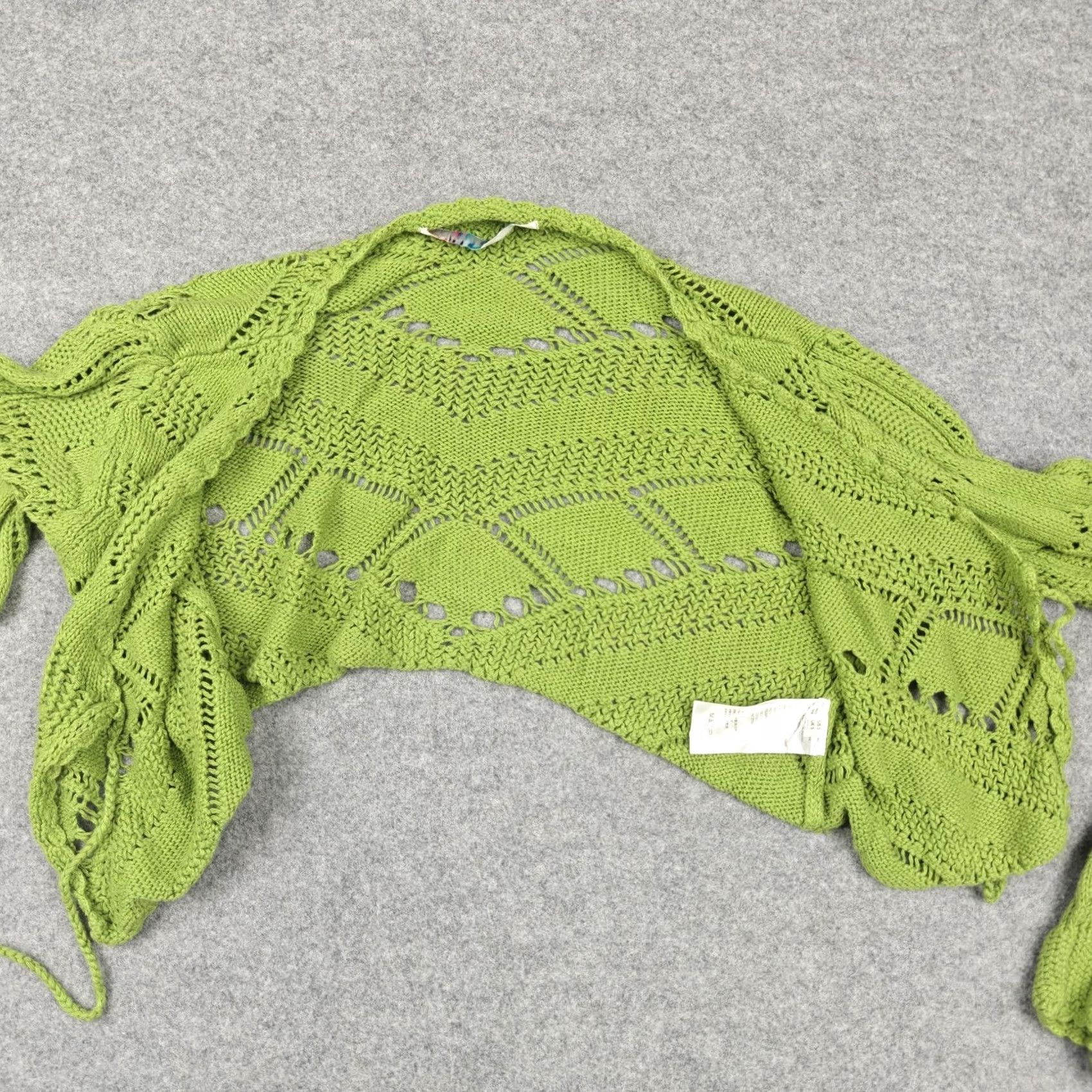 Free People Free People Sweater Shrug Womens Small Green Open Knit Tie Front Crop FP Beach Size S / US 4 / IT 40 - 2 Thumbnail