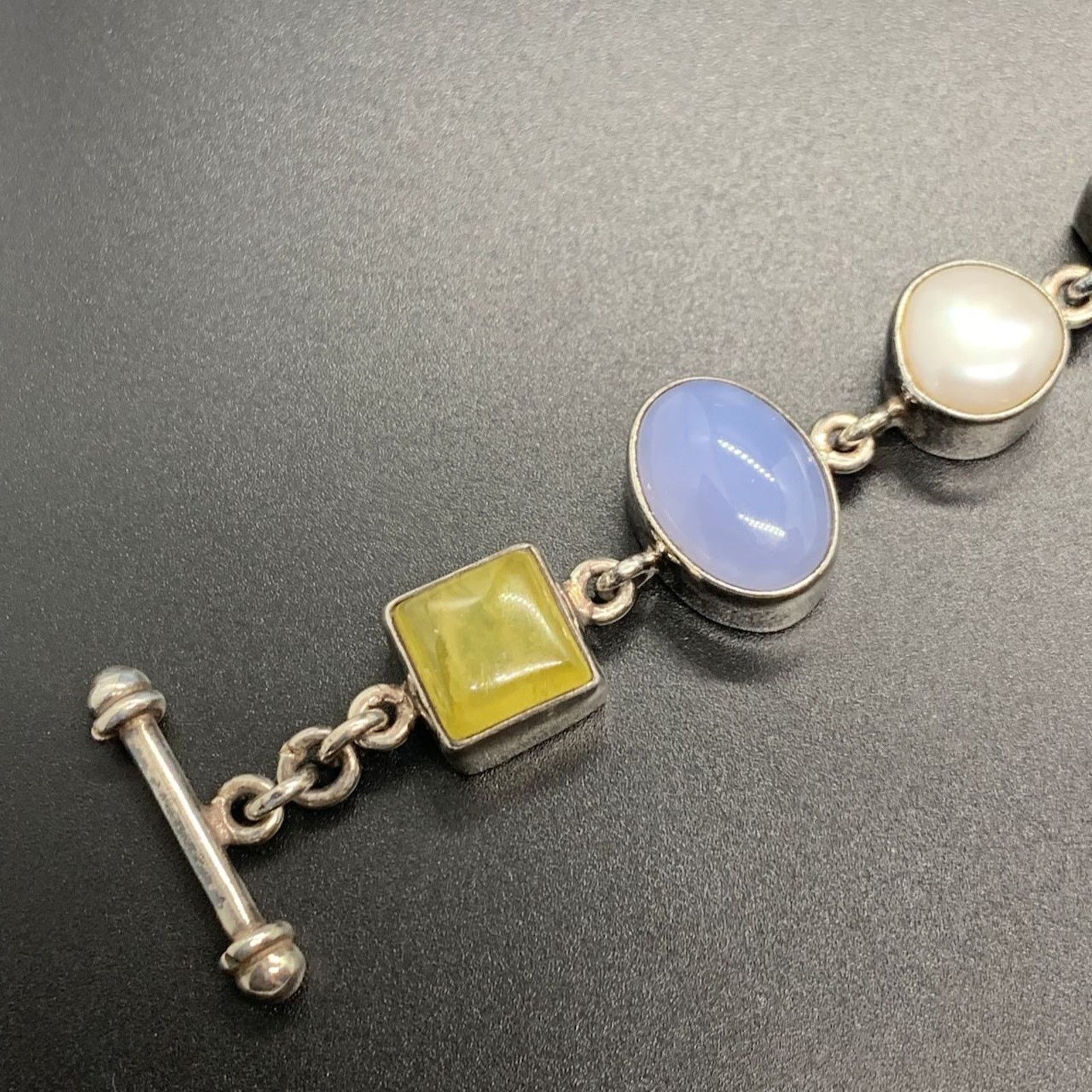 Other Starborn 925 Sterling Silver Pearl Gemstone Toggle Bracelet Size ONE SIZE - 6 Thumbnail