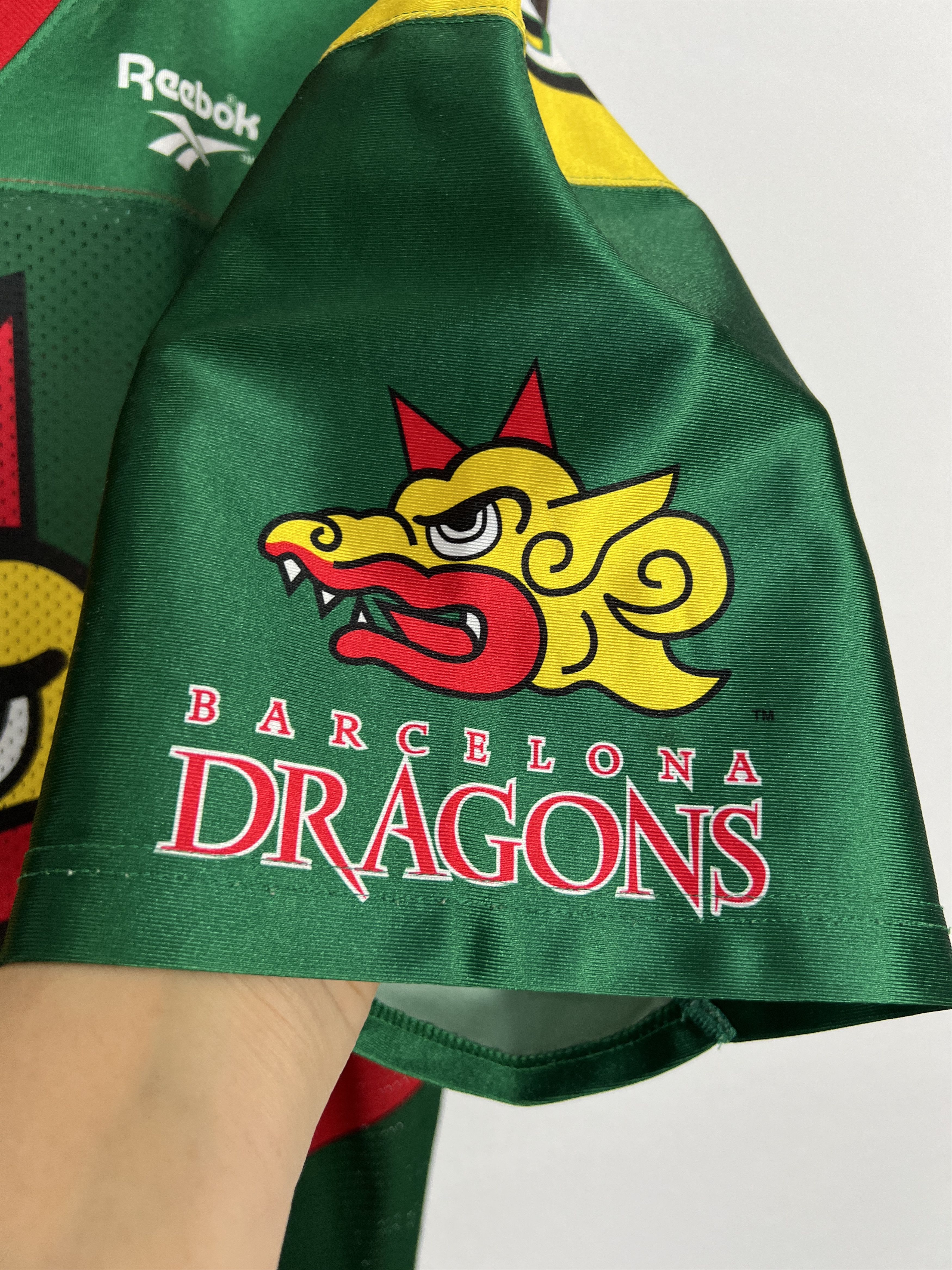 Reebok VIntage Barcelona Dragons NFL World League Jersey #95 Trikot Size US XL / EU 56 / 4 - 5 Thumbnail