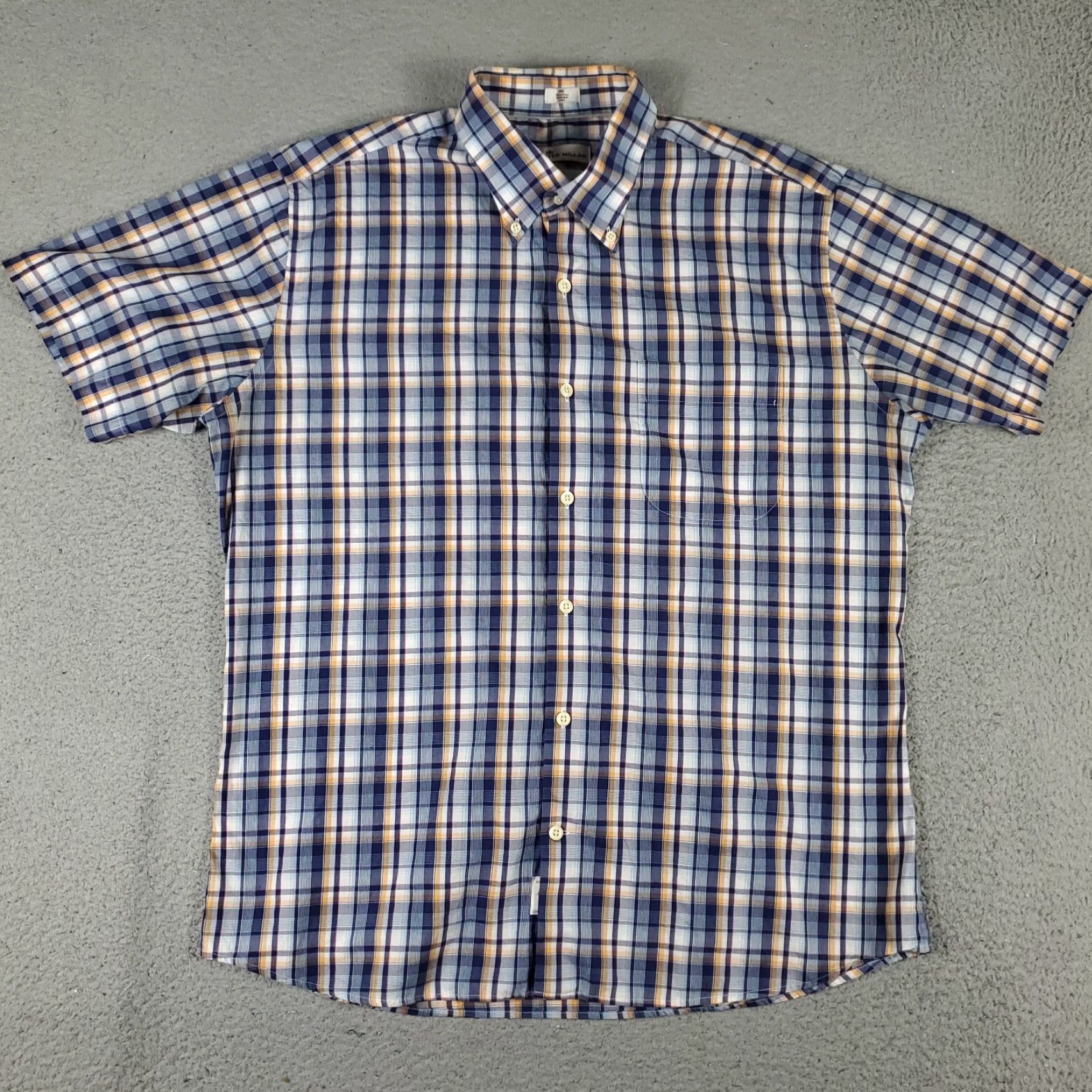 Peter Millar Peter Millar Shirt Mens Large Blue Plaid Short Sleeve Button-Up Casual Pure Cotton Size US L / EU 52-54 / 3 - 2 Thumbnail