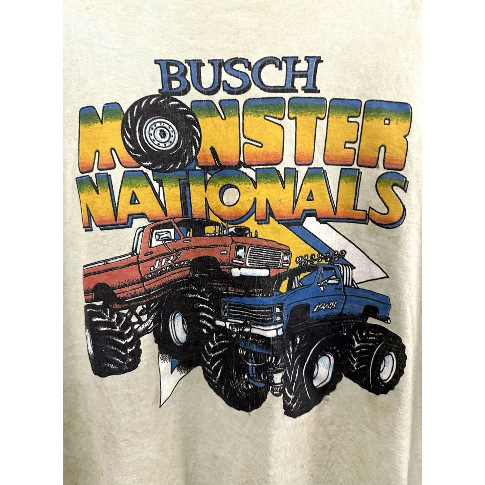 Vintage VTG 80s Busch Monster Nationals Monster Truck Paper Thin Burnout Worn T-Shirt XL Shirt Mens Teal Burnout Grunge 80s Monster Truck N/A Size US XL / EU 56 / 4 - 4 Thumbnail