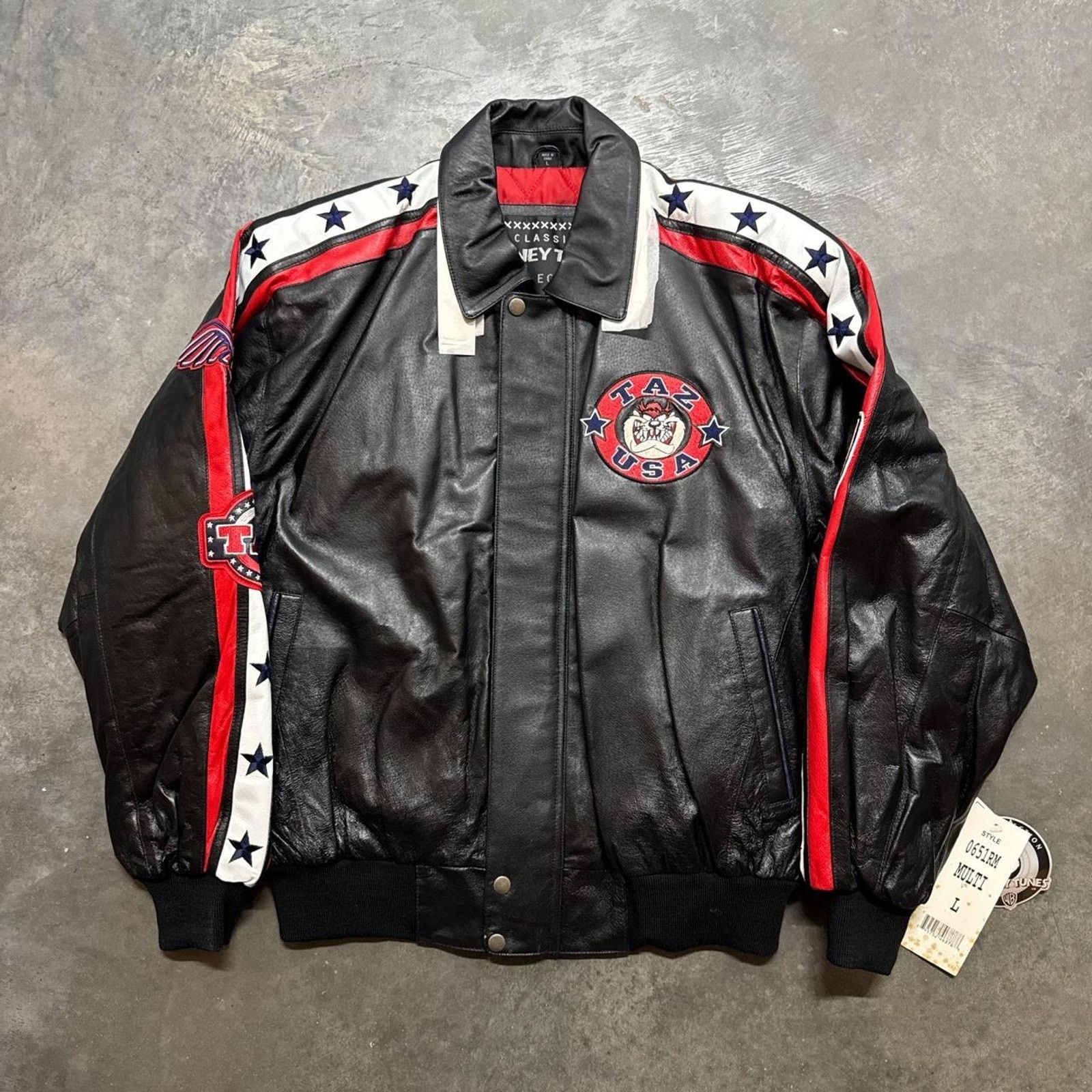 Vintage Vintage TAZ Tasmanian Devil USA Looney Tunes Leather Jacket Size US L / EU 52-54 / 3 - 5 Thumbnail