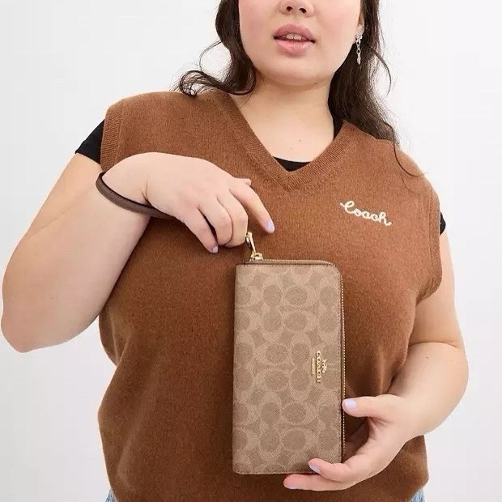 Coach NWT Coach Long Zip Around Wallet Canvas CW778 Gold/Tan/Brown Size ONE SIZE - 6 Thumbnail