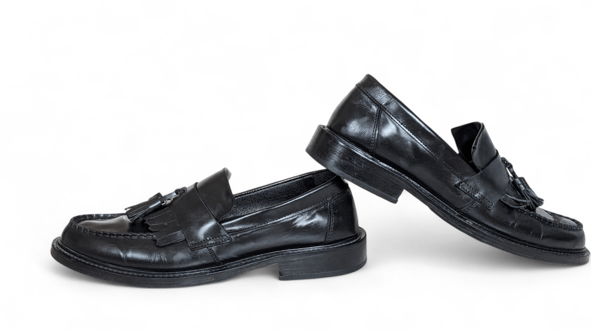 Other IKON Original Black Leather Tassel Loafers Classic Fringe Size US 10.5 / EU 43-44 - 3 Thumbnail