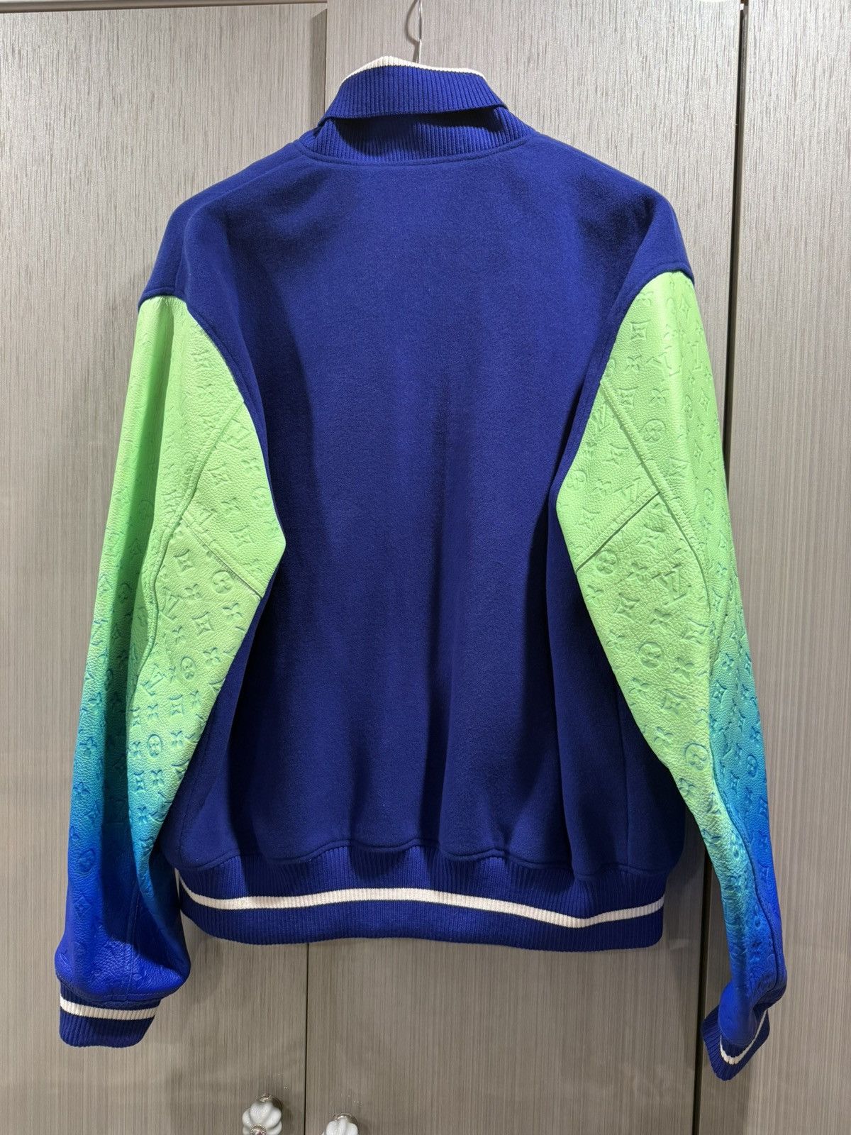 Louis Vuitton Louis Vuitton Blue Gradient Monogram Varsity Leather Jacket Size US XL / EU 56 / 4 - 2 Thumbnail