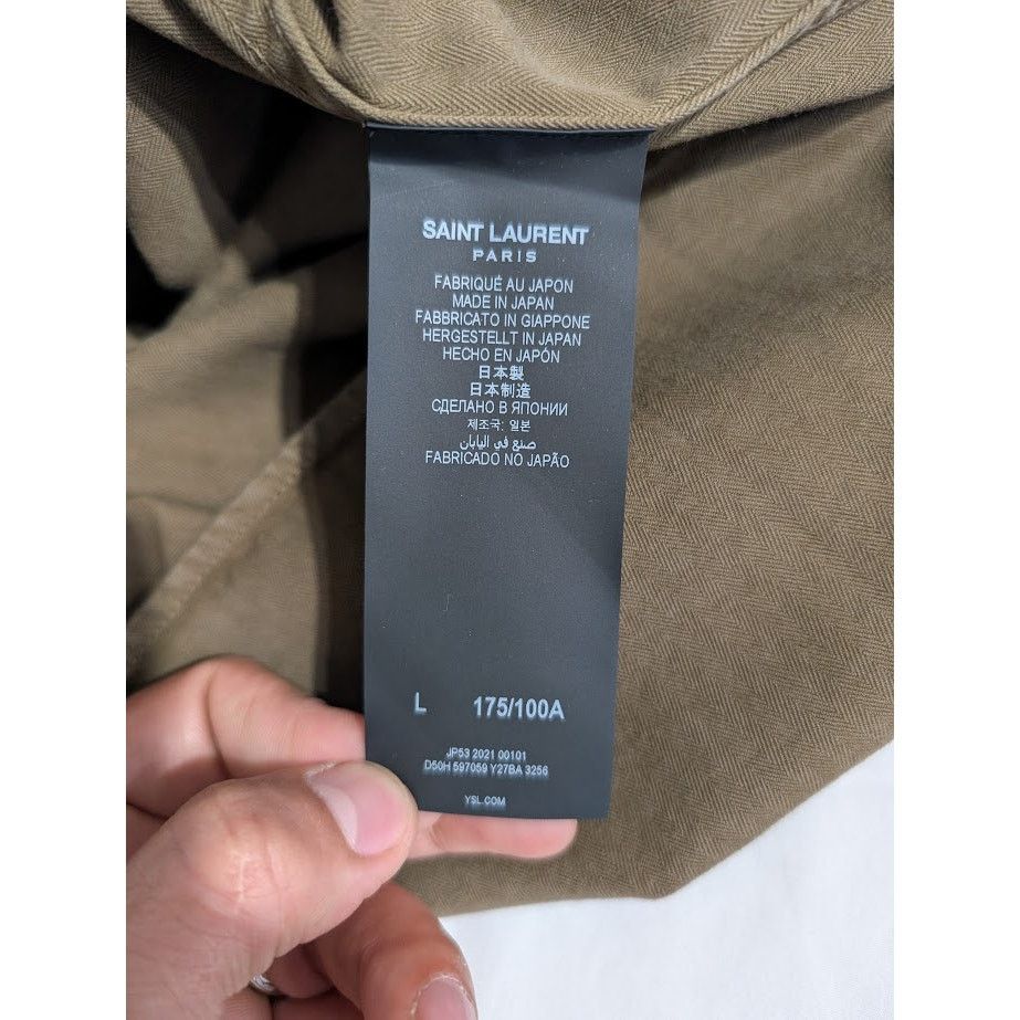 Saint Laurent Paris o1rshd1 Classic Western Shirt in Khaki Dyeing Stonewa Size US L / EU 52-54 / 3 - 14 Thumbnail