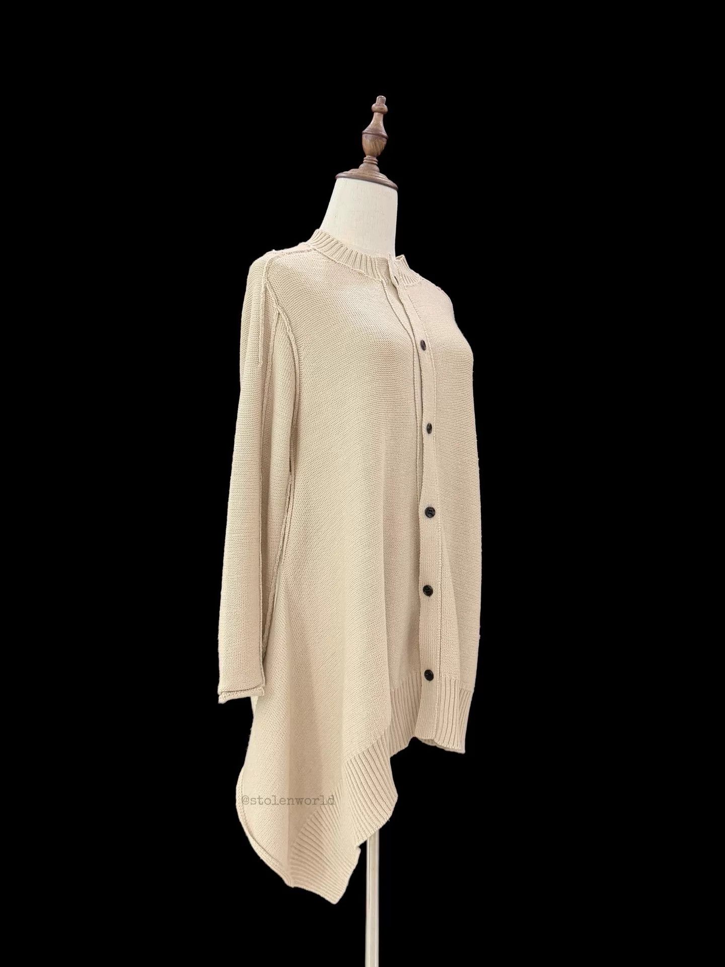 Y's Yohji Yamamoto Y's Asym Hem Oatmeal Wool Cardigan Size M / US 6-8 / IT 42-44 - 9 Thumbnail