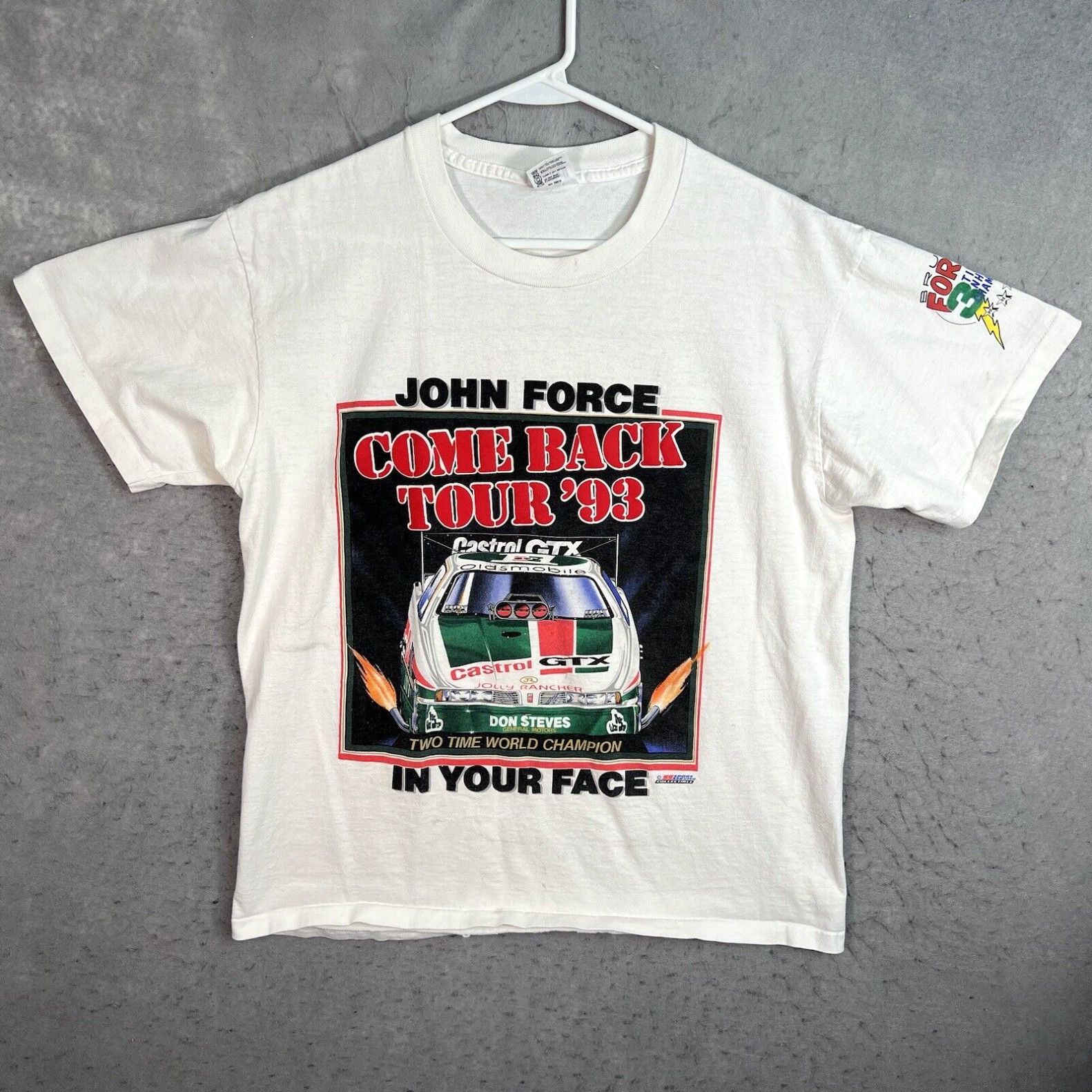 Anvil Vintage 1993 John Force In Your Face Funny Car Drag Racing T ...