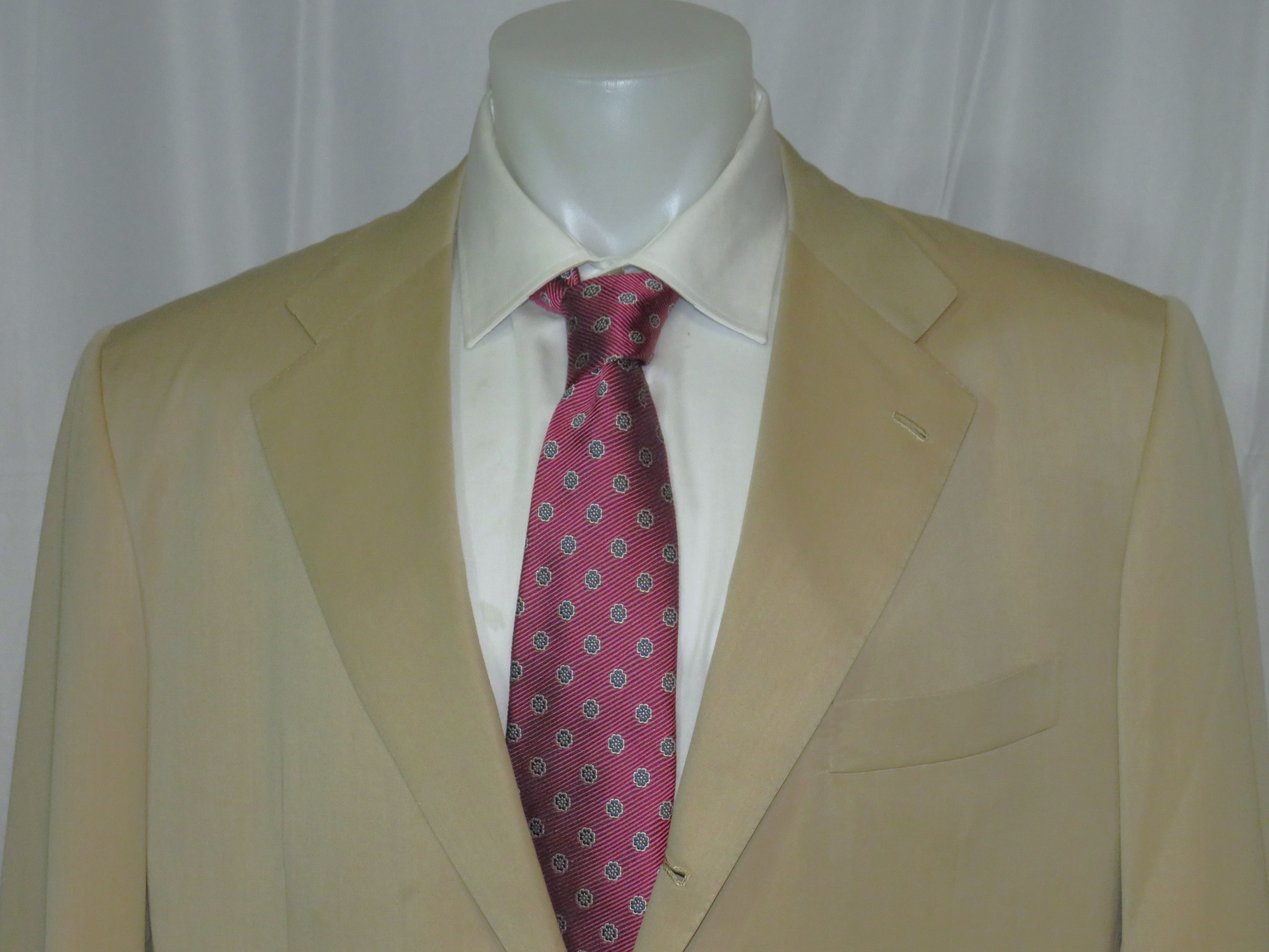 Kiton 14 Micron Blanc Blue Super 180 Solid Beige 3 Roll 2 Suit 50R Size 50R - 4 Thumbnail
