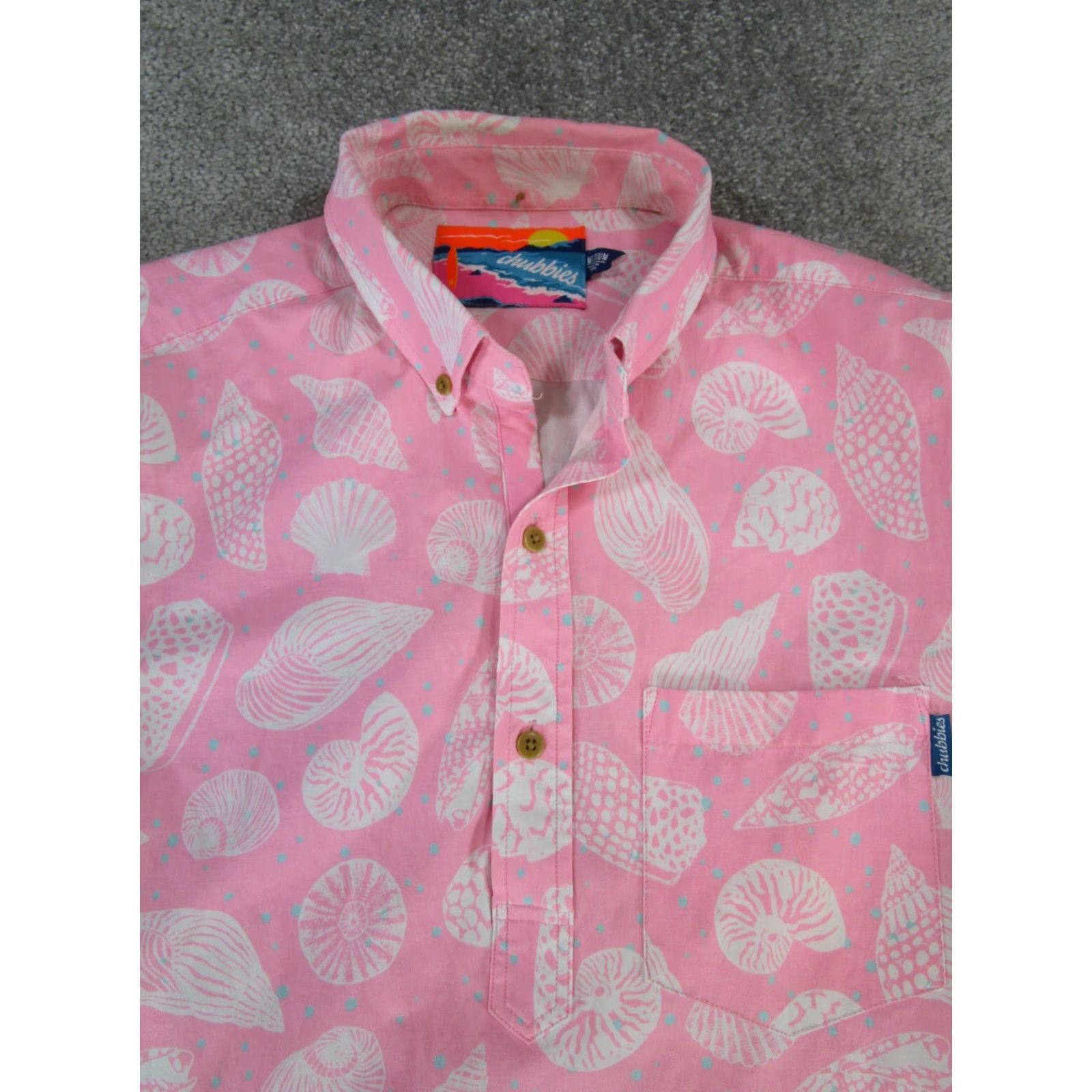 Chubbies VINTAGE Chubbies Women's Button-Up Shirt M Pink Solid Short Sleeve Collared Cotton 90s Womens Size M / US 6-8 / IT 42-44 - 2 Thumbnail