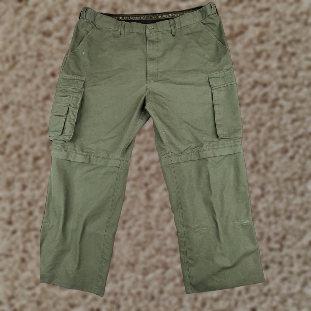 VINTAGE Boy Scouts of America Pants Mens 38 Green Cargo Convertible Uniform Relaxed Fit 38x26 Boys?