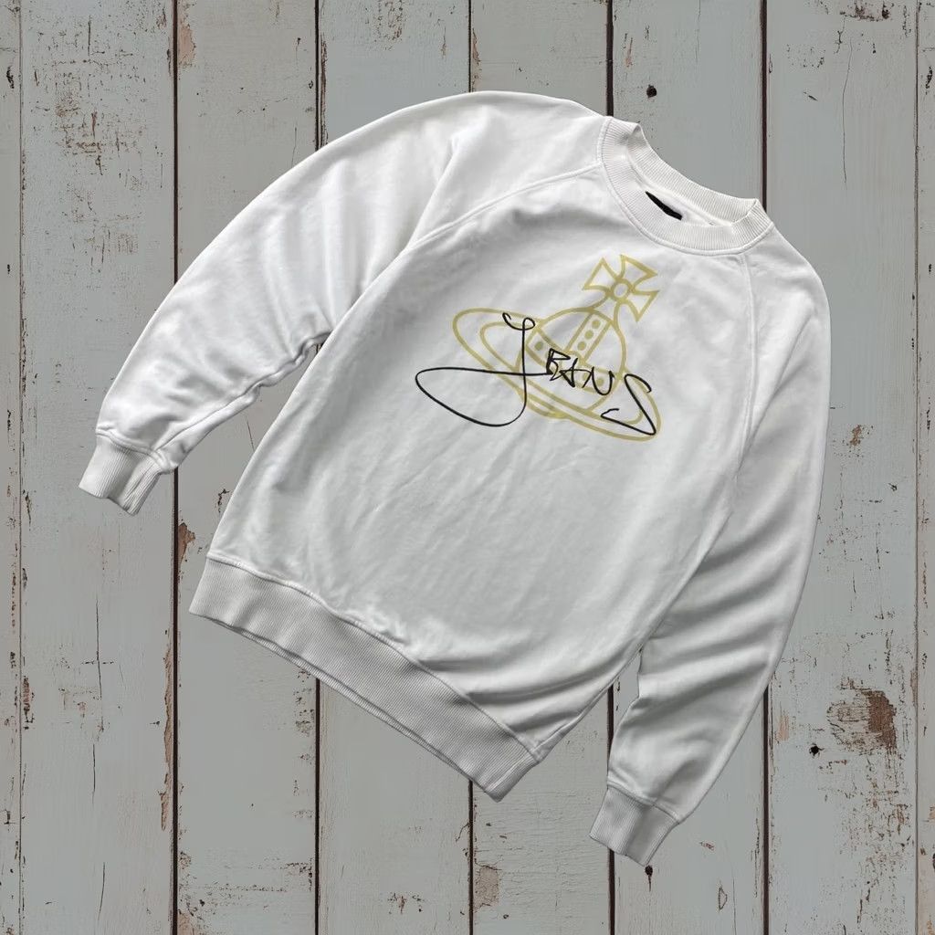 Vivienne Westwood Vivienne Westwood Sweatshirt Men XL White Big Logo Anglomania Designer Pullover Size US XL / EU 56 / 4 - 1 Thumbnail