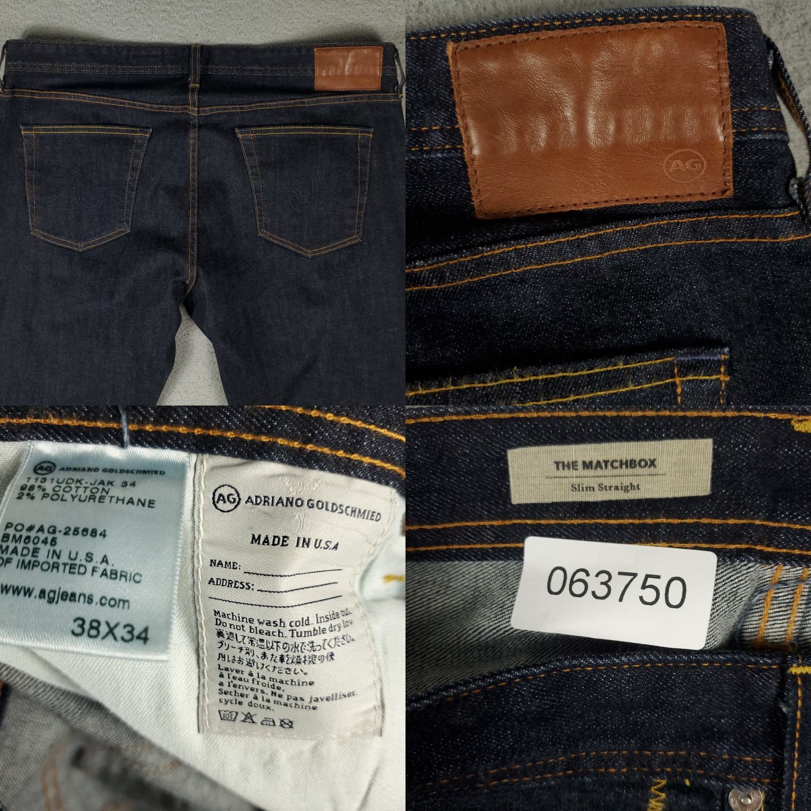 Vintage AG Adriano Goldschmied Jeans Men's 38x28 Blue The Matchbox Slim Straight Leg 5-Pocket Denim Zip Regular Mens Size US 38 / EU 54 - 8 Thumbnail