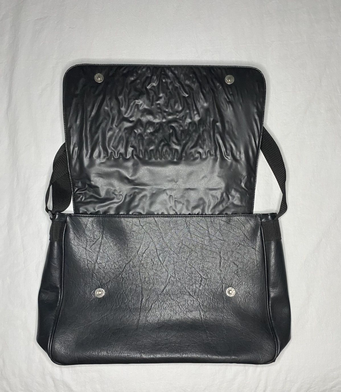 Leather Black Leather Shoulder Messenger Bag Laptop Adjustable Strap Size ONE SIZE - 5 Thumbnail